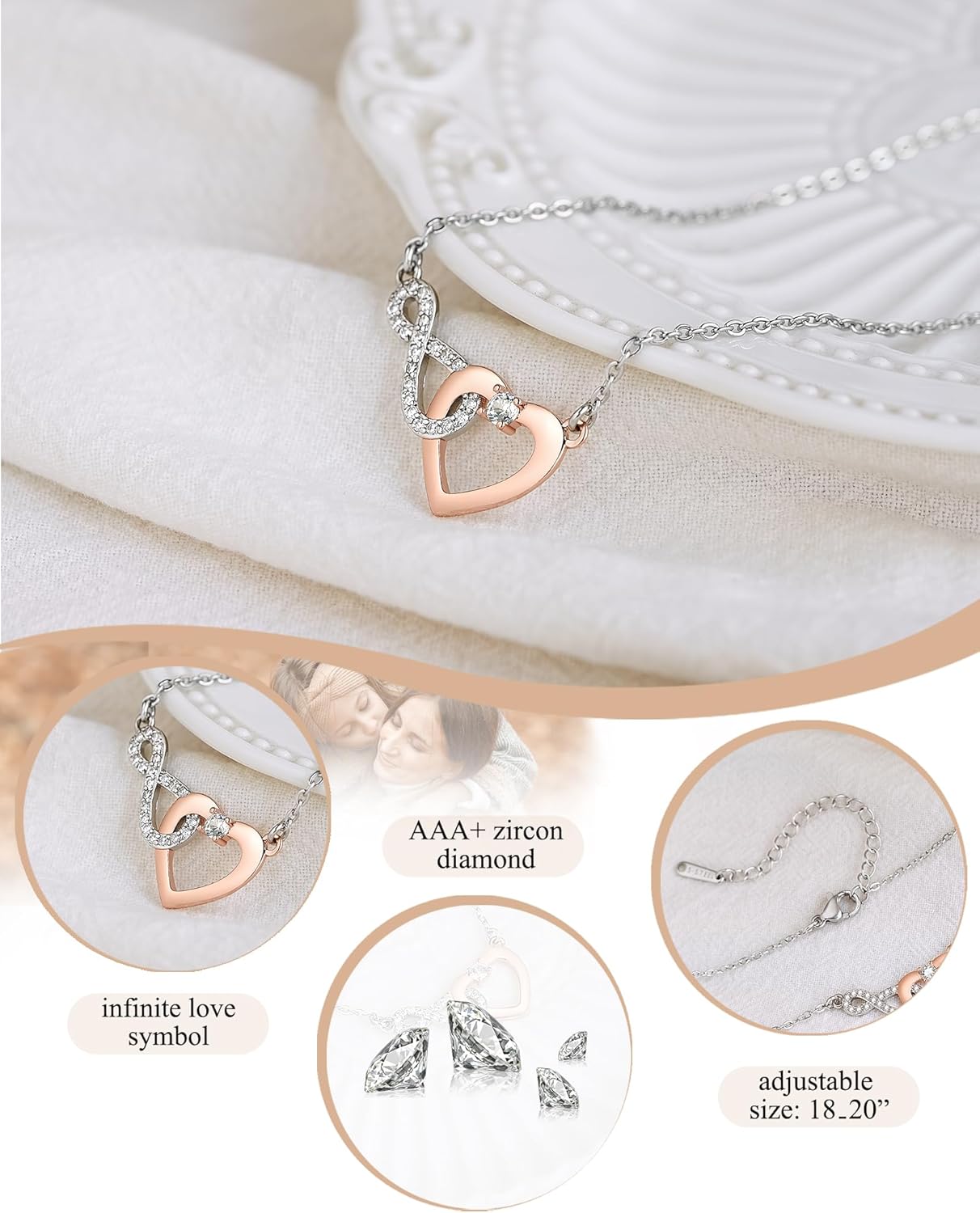 Shonyin Everlasting Heart Necklace for Women Girls Mother (Bonus) Daughter (Sons) Girlfriend Grandma Granddaughter Mother Daughter in Law Sister (in Law) Soulmate Wife Birthday Christmas Gifts - Image 4