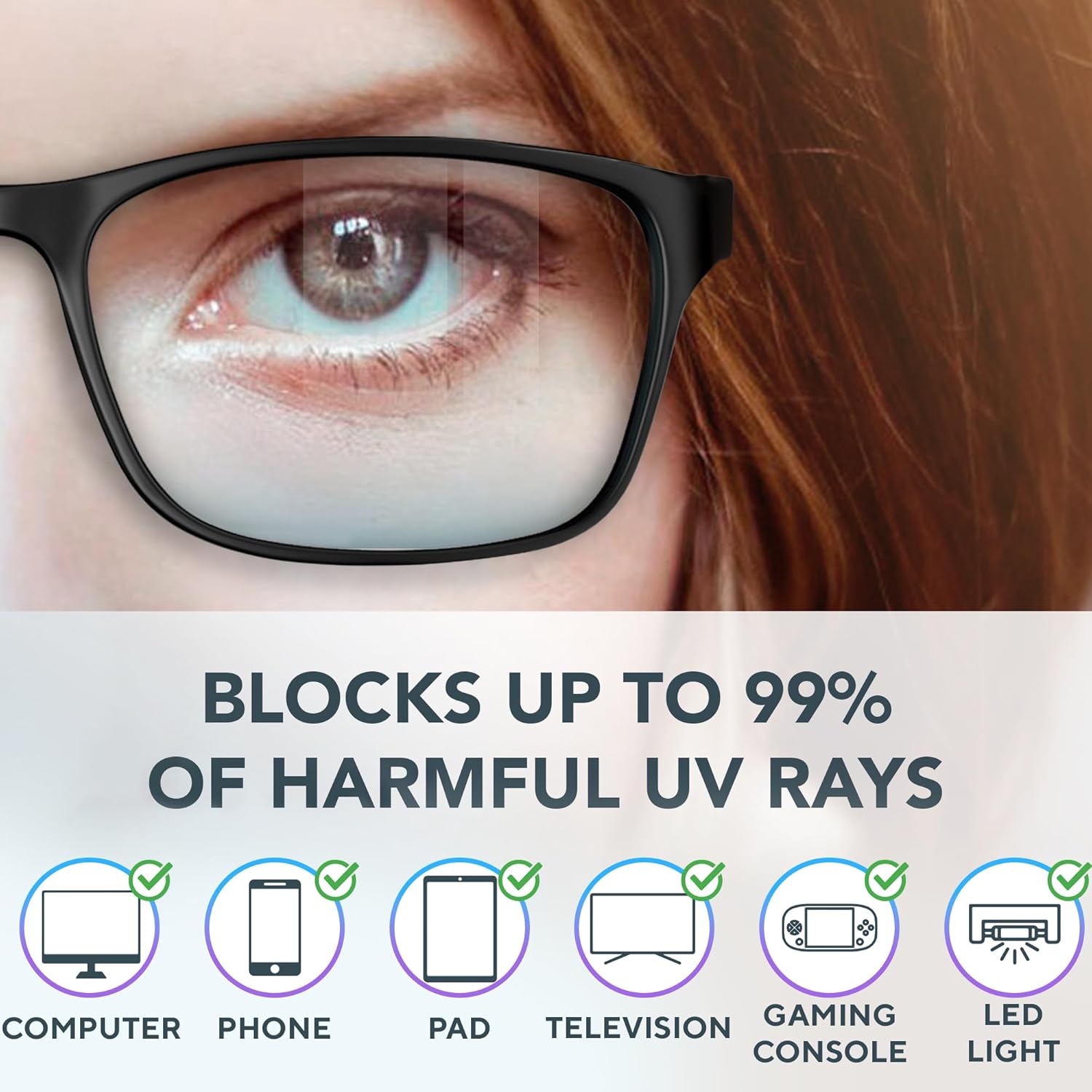 Stylish Blue Light Blocking Glasses for Women & Men – Helps Ease Digital Eye Strain & Headache from Computers, Phones w/Case - Image 2