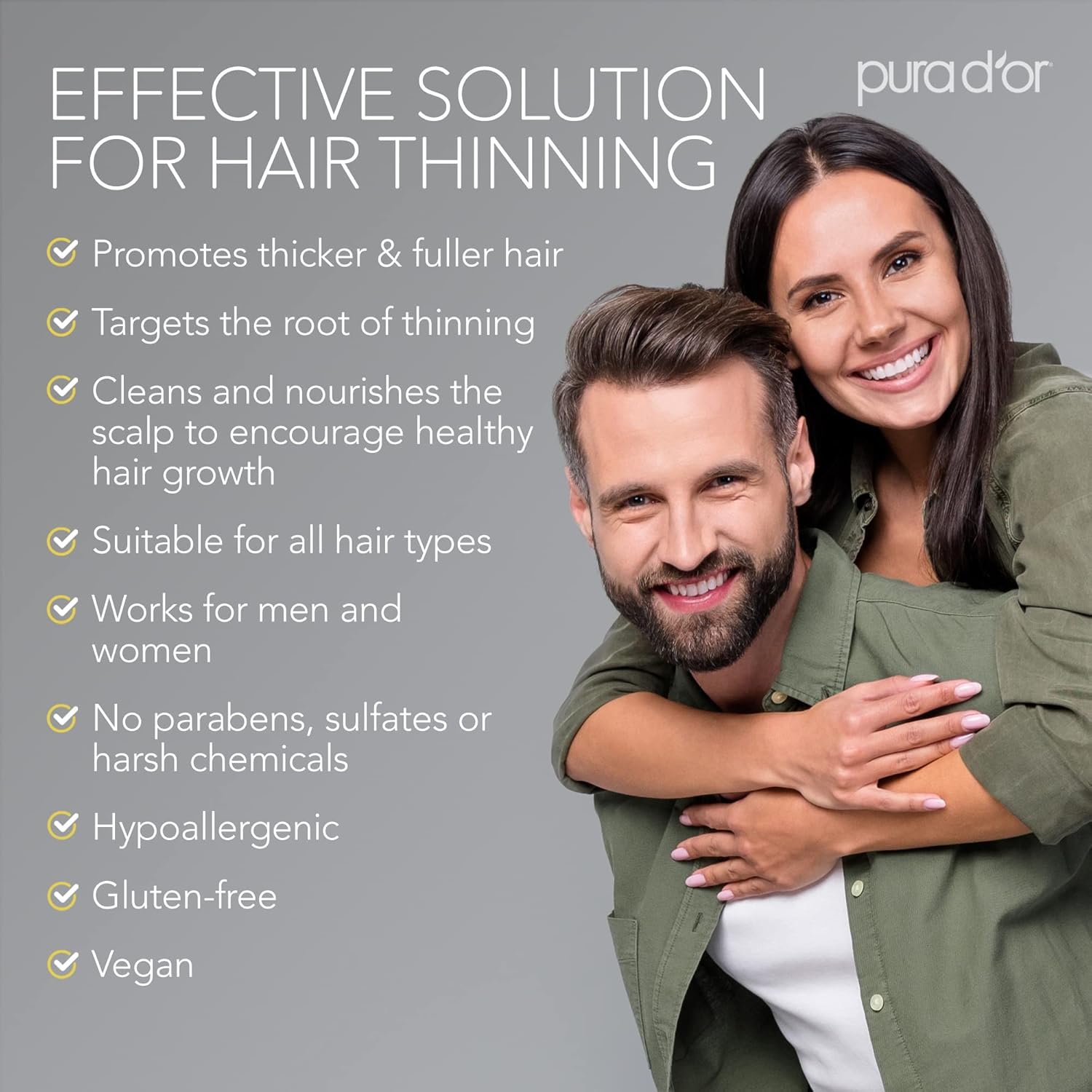 PURA D'OR Original Gold Label Anti-Thinning Shampoo – CLINICALLY TESTED Botanical Formula – Biotin & Argan Oil – Sulfate-Free Strengthening & Volumizing for Fuller-Looking Hair, Men & Women, 16 fl oz - Image 5