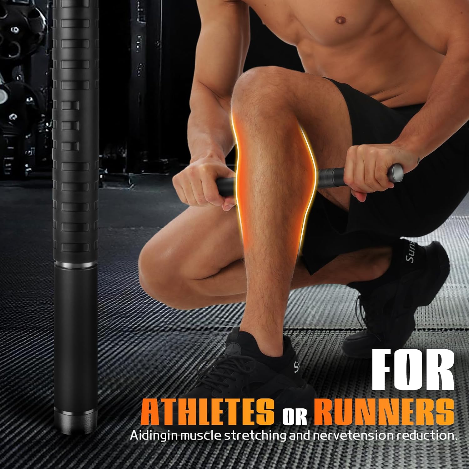Muscle Roller Stick, Massage Roller for Muscle Deep Tissue Massage, Calf Roller for Myofascial Release, Therapy Roller Stick for Back, Legs, Arms, Waist, and Shoulders Full Body Use (Black) - Image 2