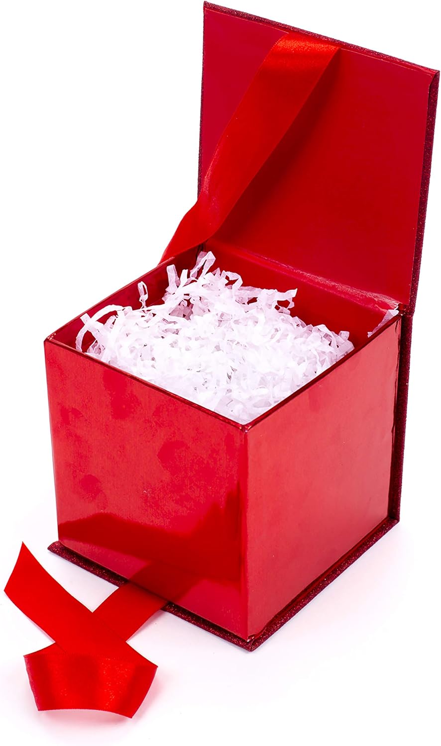 Hallmark Small Gift Box with Bow and Shredded Paper Fill (Red Signature 4 inch Gift Box with Glitter) for Birthdays, Graduations, Anniversaries, Christmas, Valentine's Day, All Occasion - Image 4