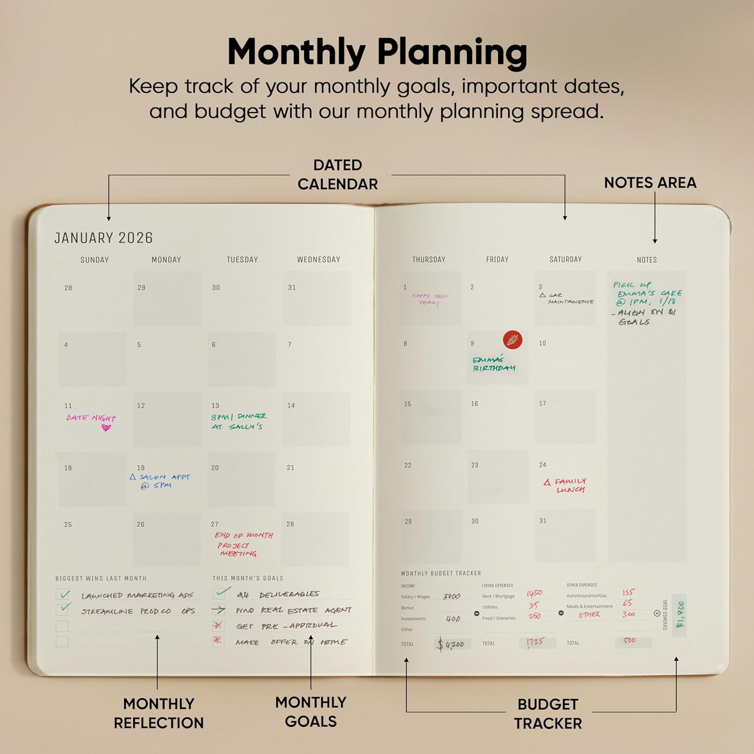 Dated, 2026 Planner, 8.5" x 11" - The Productivity Planner to Achieve Your 2026 Goals - Planner 2026-2027 by PRODUCTIVITY STORE (A4, BROWN) - Image 5