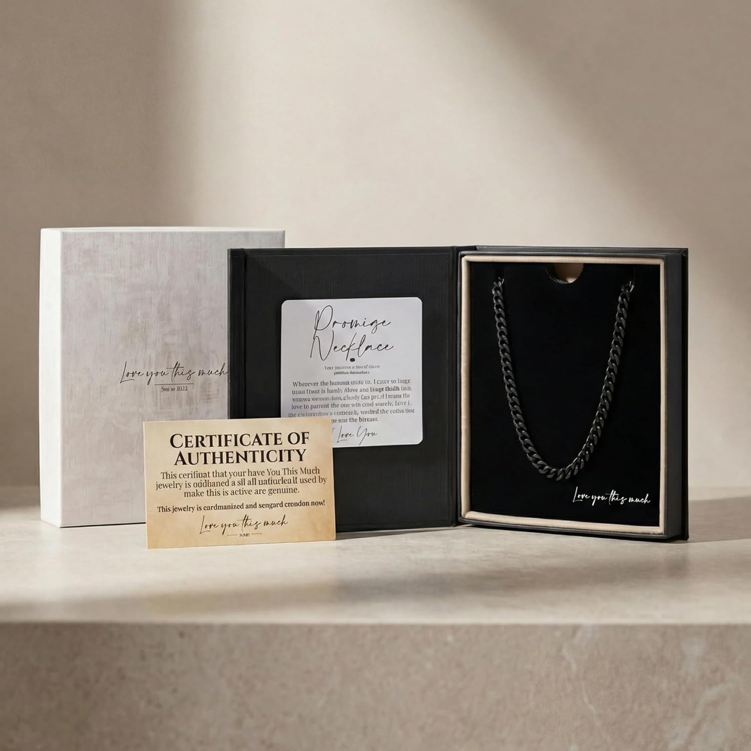 Love You This Much Promise Cuban Chain Necklace for Him, 7mm Thick, Sentimental Gift for Him, BF Gift for Birthday, Gift Ideas for Boyfriend - Image 3