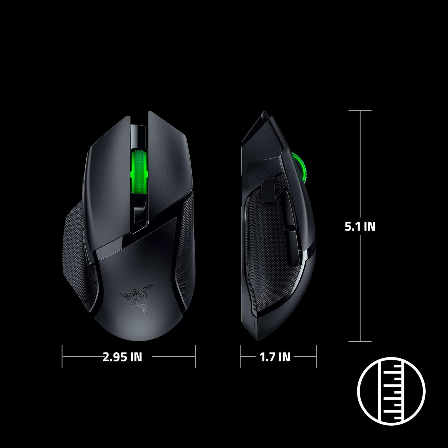 Razer Basilisk V3 X HyperSpeed Gaming Mouse - Optical - Wireless - Bluetooth/Radio Frequency - 2.40 GHz - Black - USB - 18000 dpi - 7 Button(s) - 7 Programmable Button(s) - Right-handed - 1 x AA Batte - Image 8