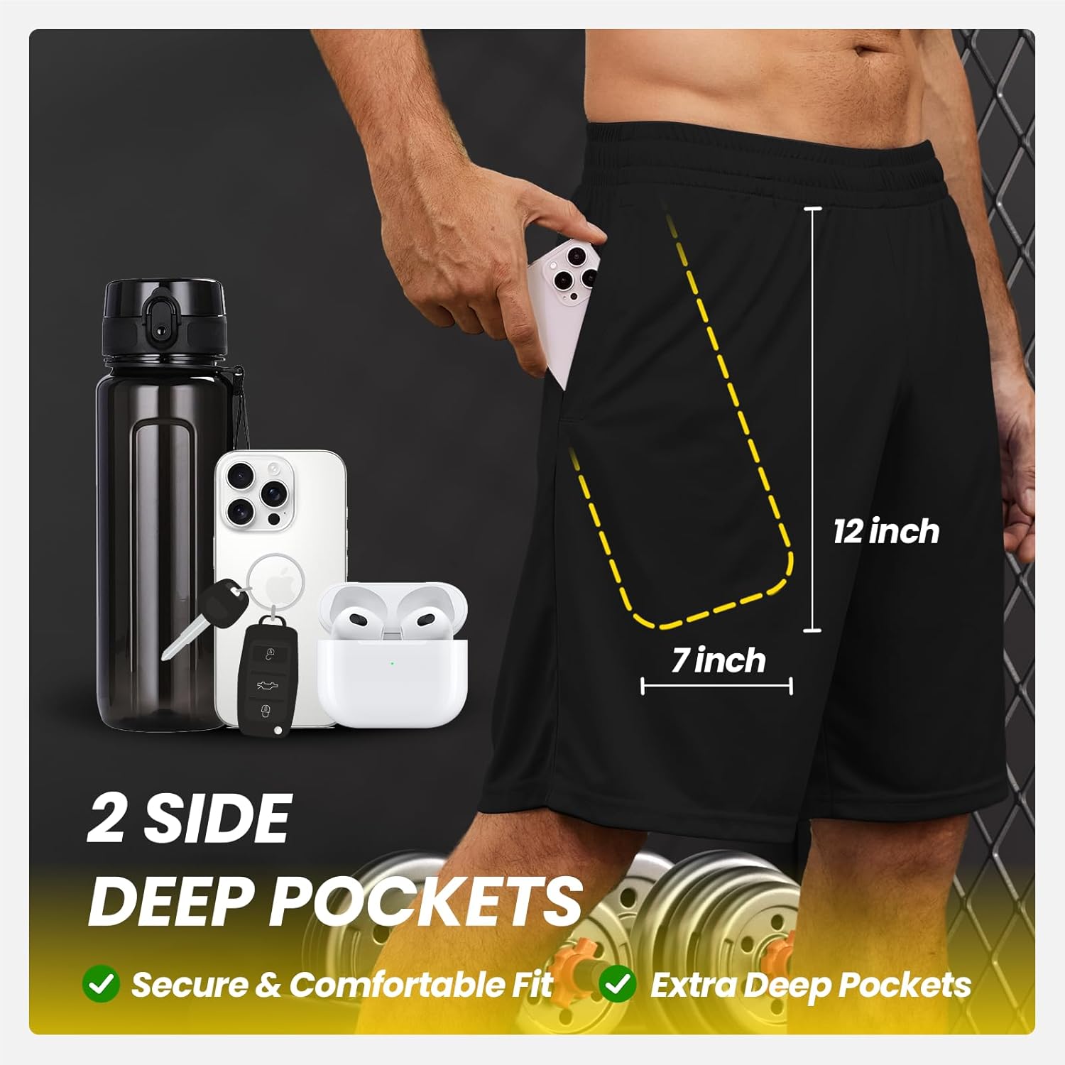 BALENNZ Athletic Shorts for Men with Pockets and Elastic Waistband Quick Dry Activewear - Image 2