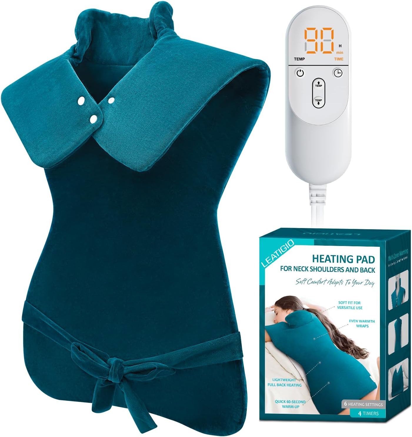 Heating Pad for Back, Extra Large Heat Pad for Full Body Relax, Electric Heated Wrap for Neck and Shoulders and Period Cramps, Anniversary & Birthday Gifts for Women Mom Grandma Sister Wife Her