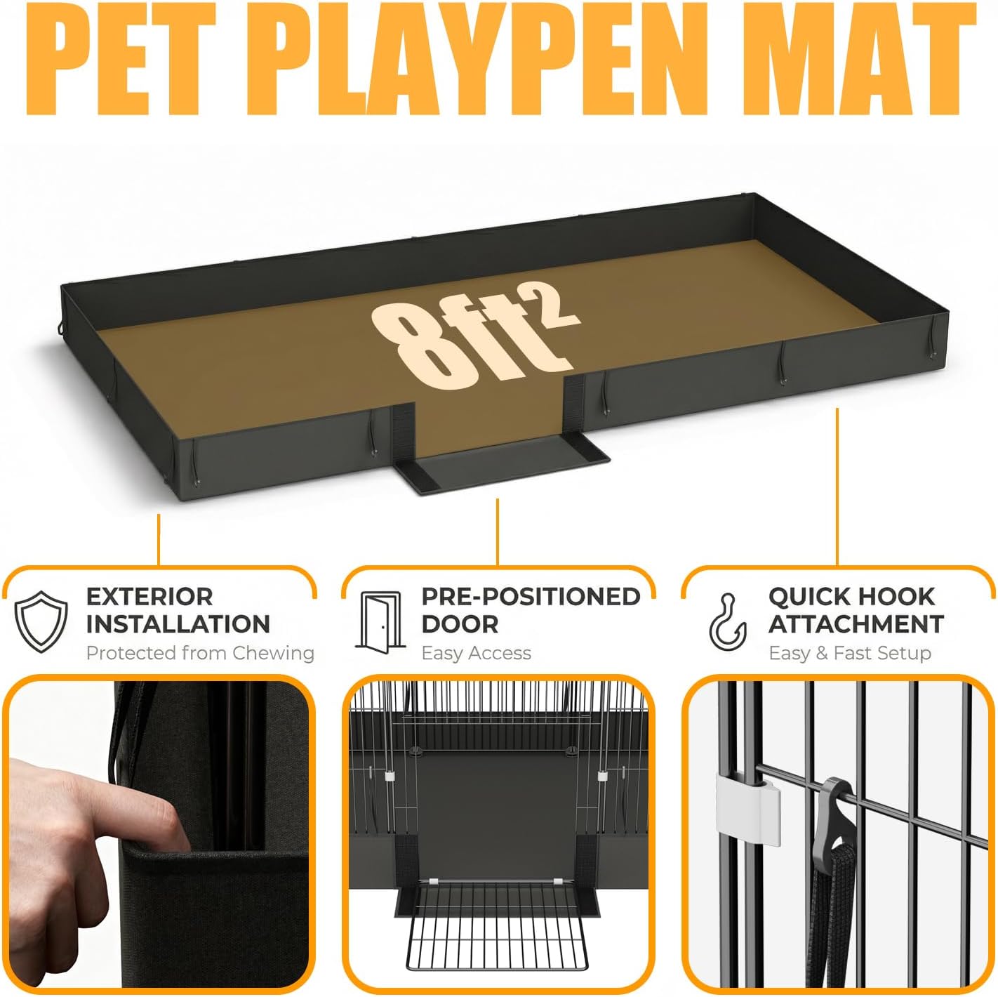 Guinea Pig Cages DIY Small Animal Playpen with Waterproof Liner, Expandable Cage for Guinea Pigs, Metal Wire Yard Fence Rabbit Cage - Image 2
