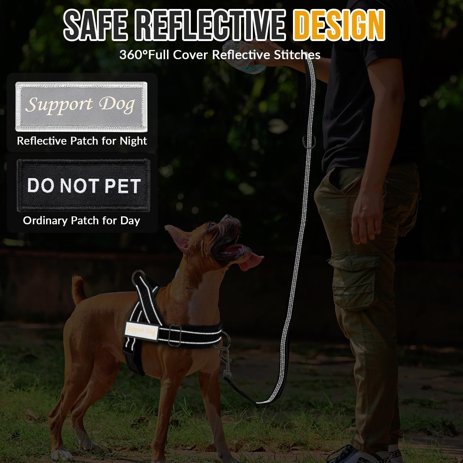 SlowTon No Pull Dog Harness - Heavy Duty Dog Harness and Leash Set for Medium Large Dogs, Reflective Tactical Harness with Soft Padded and Front Clip for Easy Walk and Training (Black L) - Image 7