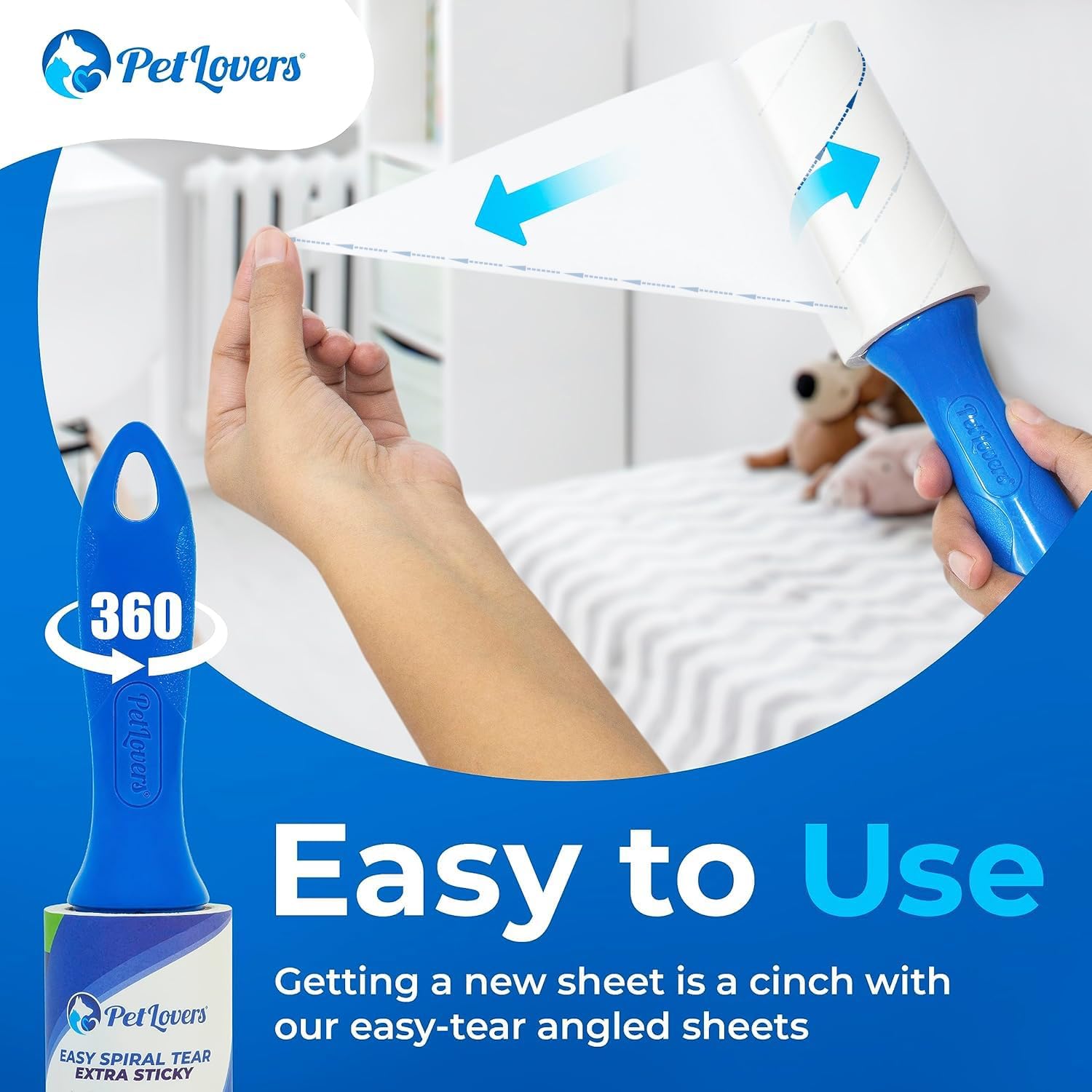 PetLovers Extra Sticky Lint Roller Mega Value Set 450 Sheets for Pet Hair Removal and Clothes, Dog and Cat Lint Remover 5 Pack - Image 3