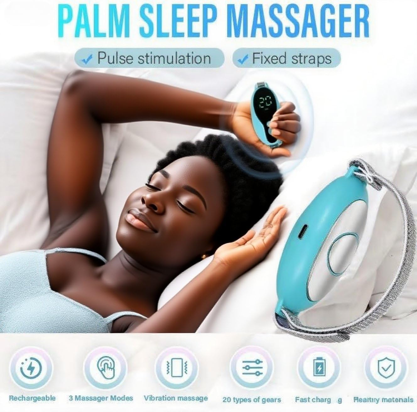 Sleep Aid Device Handheld Low Frequency Pulse of microcurrent Sleep Machine Insomnia Relief Anxiety Help Sleep (Blue, Standard) - Image 5