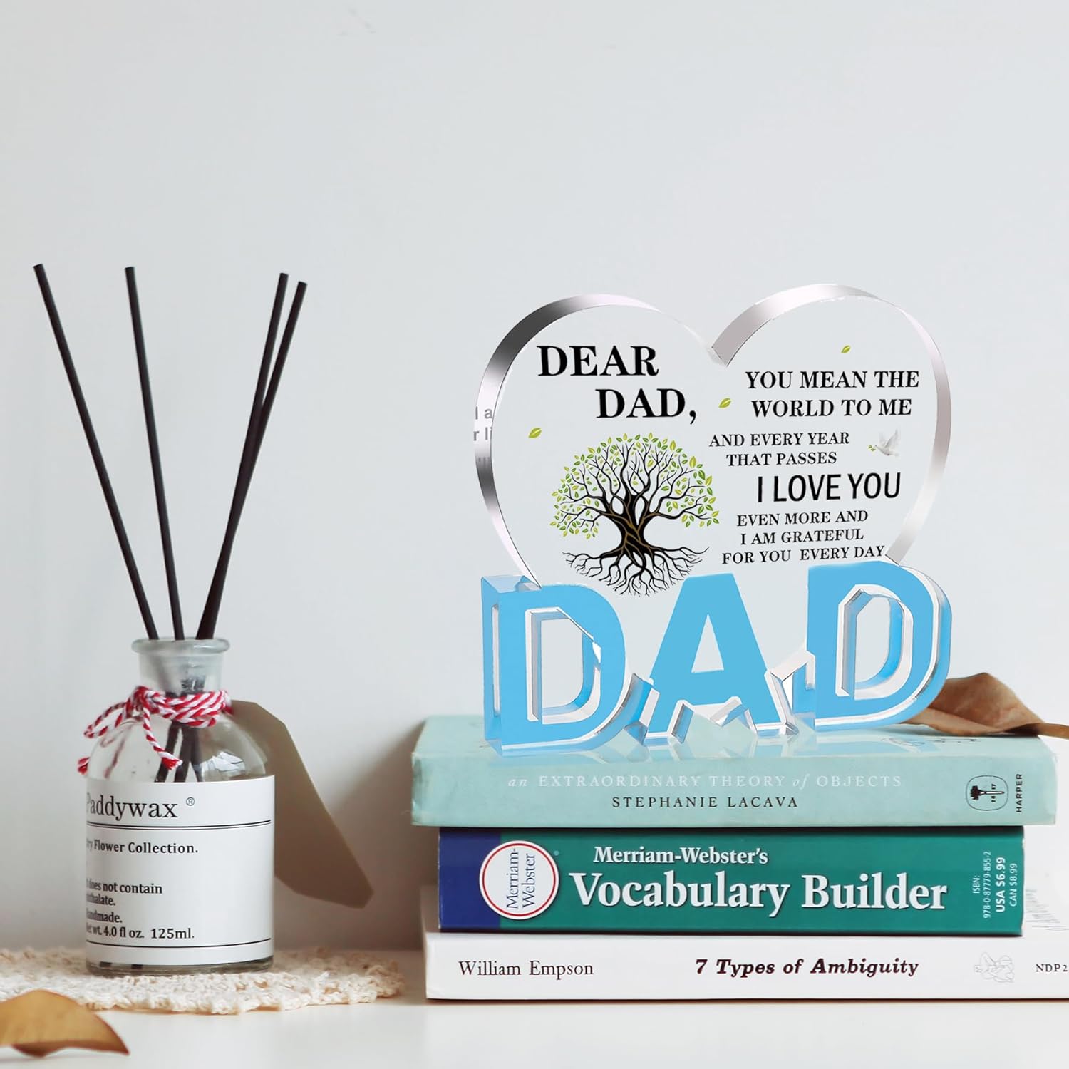 Gifts for Dad, Dad Birthday Gifts - Acrylic Heart Dad Plaque 3.9×3.7inch, Valentines Day Christmas Fathers Day Present for Dad from Daughter Son Wife, Memorial Gifts for Loss of Dad - Image 4