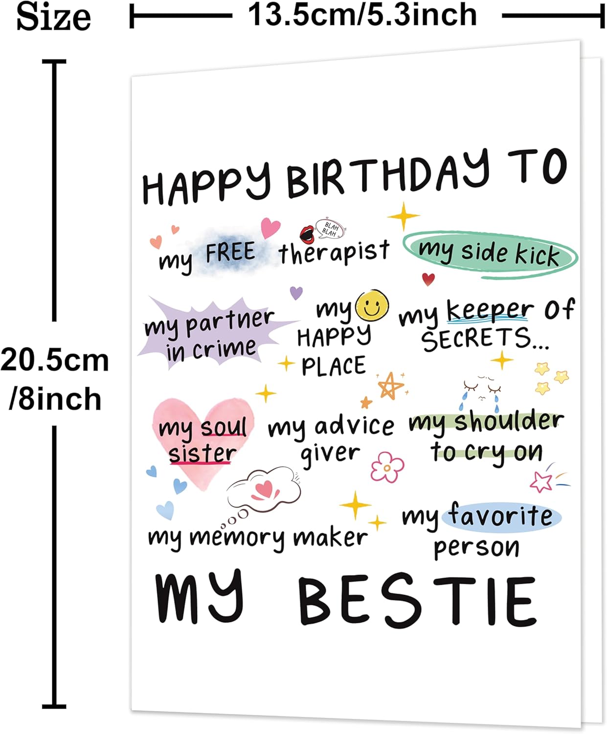 Funny Birthday Card for Women Sister, Happy Bday Gifts for Bestie, Bestie & Friendship Birthday Card - Image 2