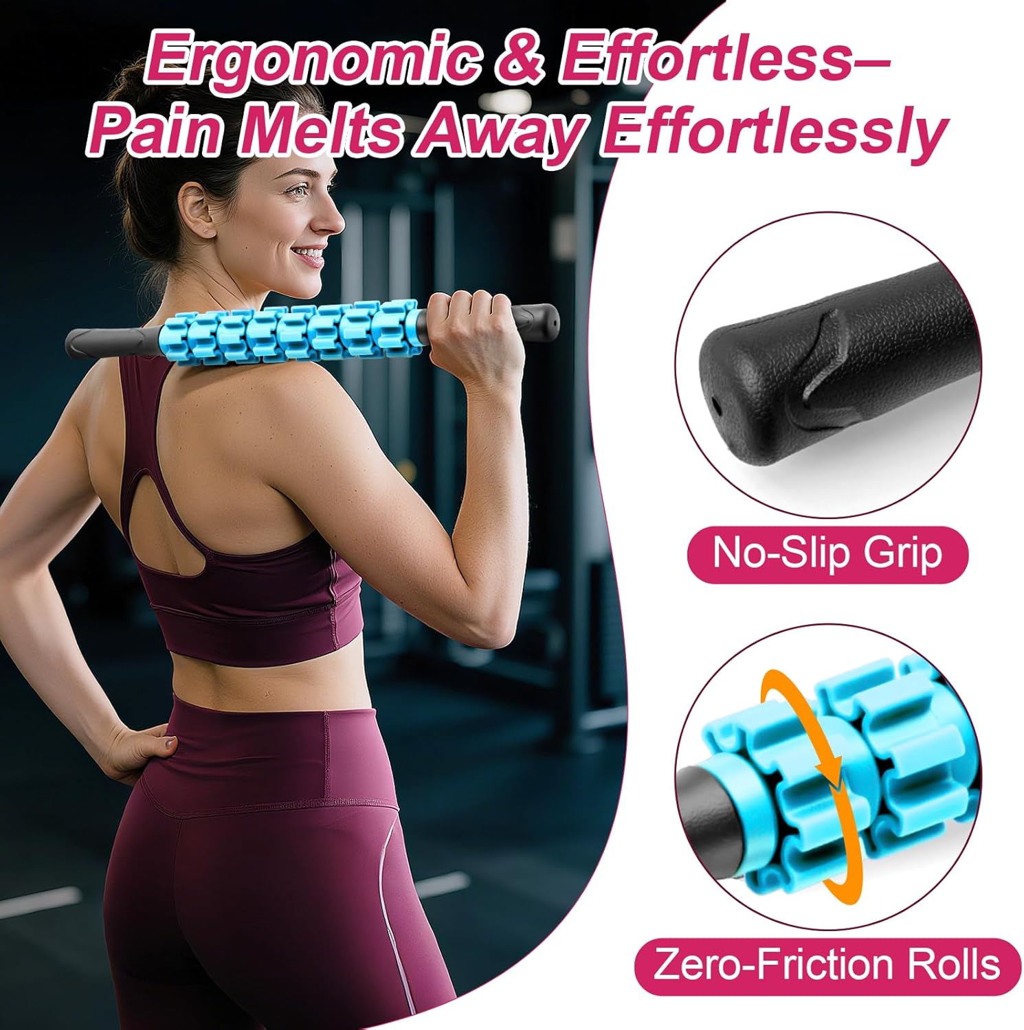 Massage Roller, Muscle Roller Stick, Therapy Roller Stick for Legs, Calf, Thigh, Lipo Roller for Relief Muscles, Deep Tissue Massage Rolling Pin for Trigger Points, Help Sore Muscle Recovery - Image 2
