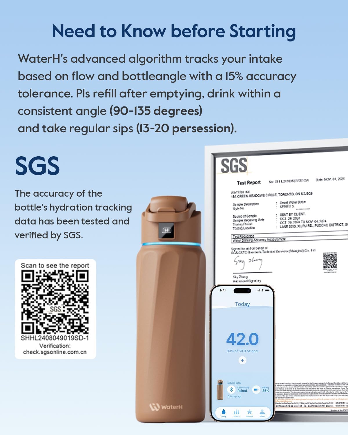 BOOST Smart Water Bottle with Reminder & Tracker, Double Wall Vacuum Insulated Bottles Stainless Steel, 32oz BPA-Free Wide Mouth for School, Gym, Office, Ideal for Mother's Day Gifts - Image 6