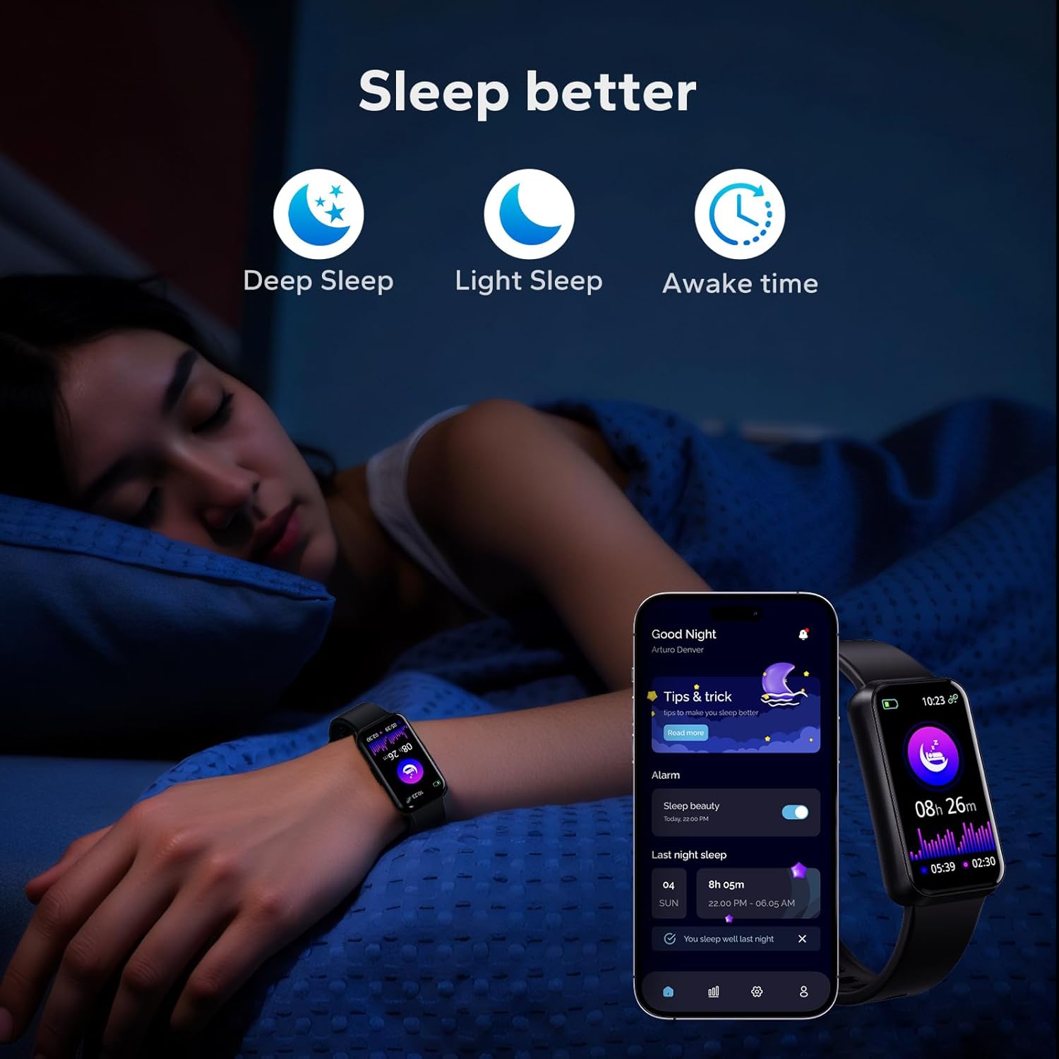 Fitness Smart Trackers with 24/7 Health Monitoring,Heart Rate Sleep Blood Oxygen Monitor/Calorie Steps Counter Pedometer Activity Tracker/Smart Notifications for Men Women - Image 6