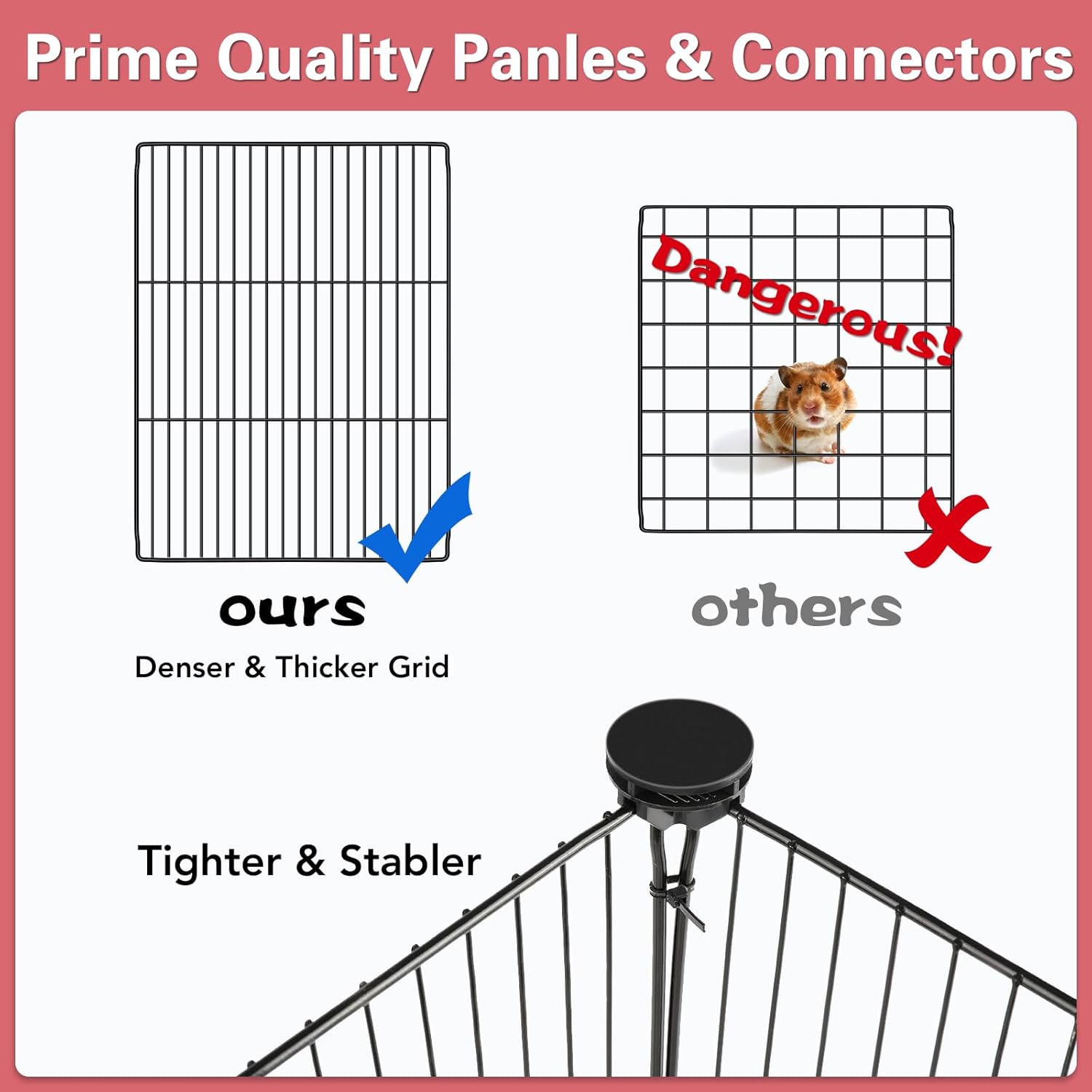 12 Panels Small Animal Playpen, 48" x 24" x 16" Pet Playpen with Waterproof Mat, C&C Cage for Guinea Pigs, Puppy Play Pen, Bunny Playpen, Indoor Outdoor Portable Metal Wire Yard Fence - Image 6