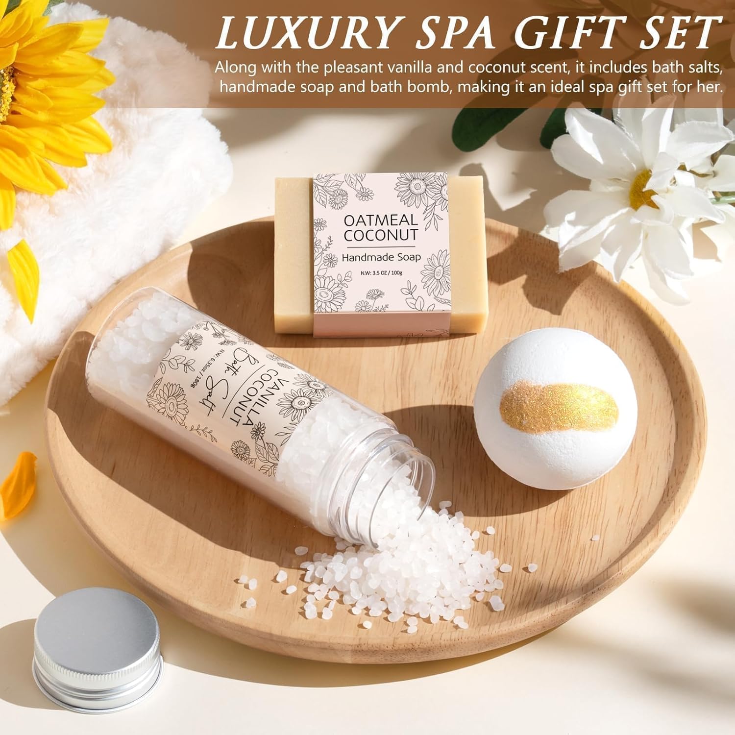 Birthday Gifts for Women Self Care Get Well Soon Gift Basket, Spa Care Package Thinking of You Sunflower Gifts, Sending Sunshine Box Unique Easter Mother's Day Gift for Women Mom Sister Her Grandma - Image 9