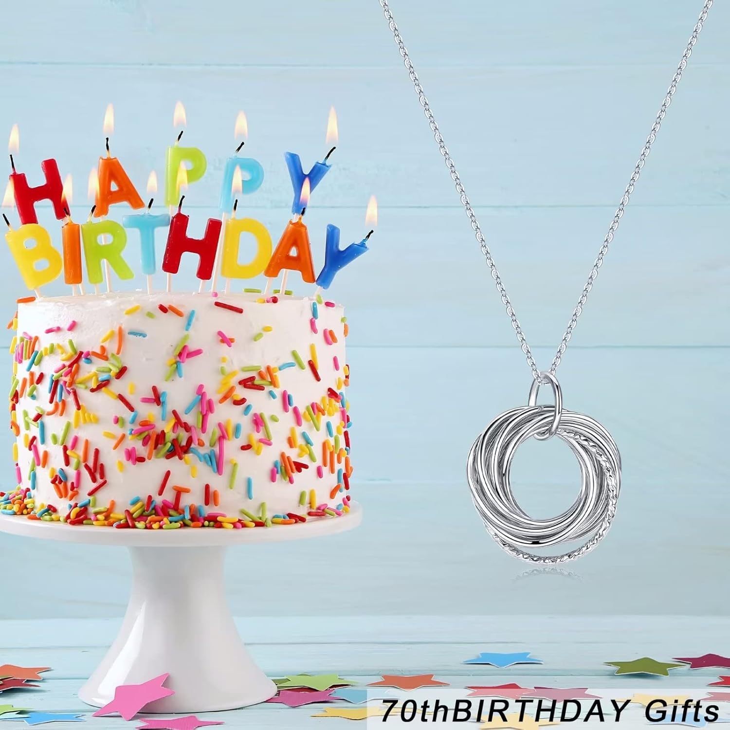 IEFLIFE Birthday Gifts for Women, Sterling Silver Chain Birthday Necklaces, 40th 50th 60th 70th 80th 90th Birthday Necklace, 40 50 60 70 80 90 Years Old Birthday Gifts, 4 5 6 7 8 9 Decade Birthday Jewelry for Women - Image 4