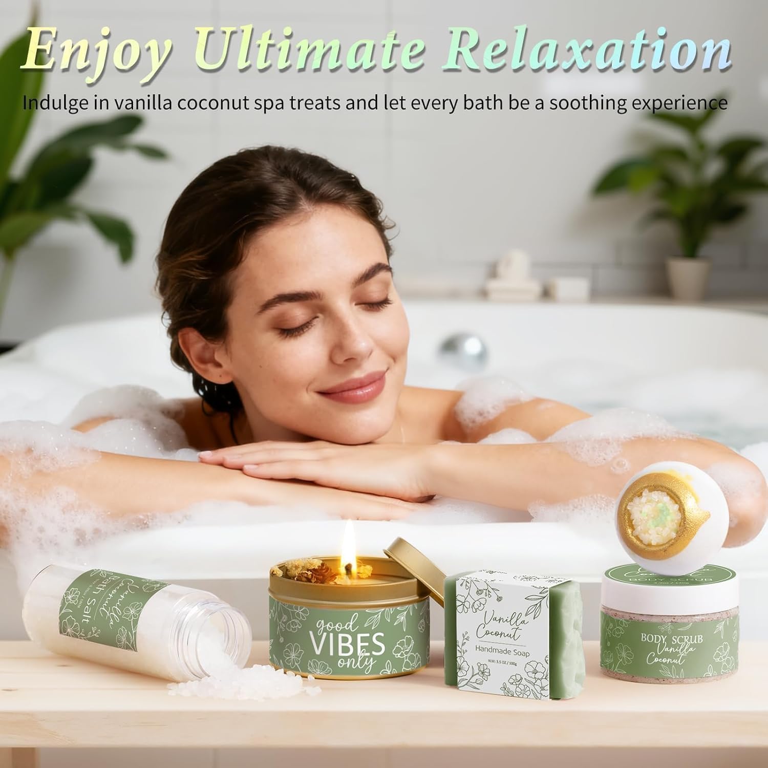 Spa Gifts for Women Bath Gift Set, Vanilla Coconut Relaxing Spa Gift Baskets Home Bath Set Self Care Kit Care Package Thank You Birthday Easter Gifts for Women Mom Her Friends Sister Teen Girl Wife - Image 7