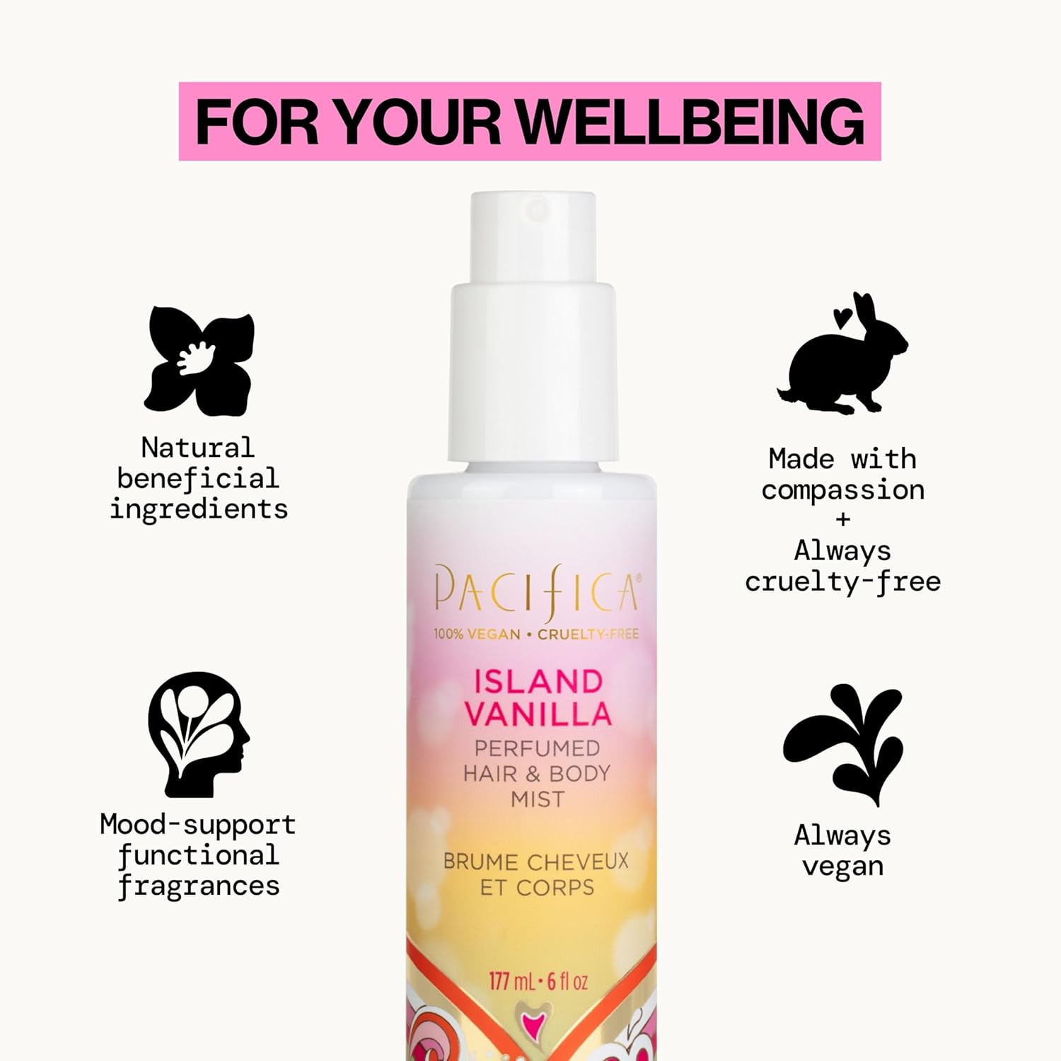 Pacifica Island Vanilla Hair Mist Perfume and Full Body Spray for Women - Fragrance Spray for A Mood-Lifting Experience, Paraben-Free, Clean Beauty No Alcohol, Vegan & Cruelty-Free, 6 oz oz - Image 4