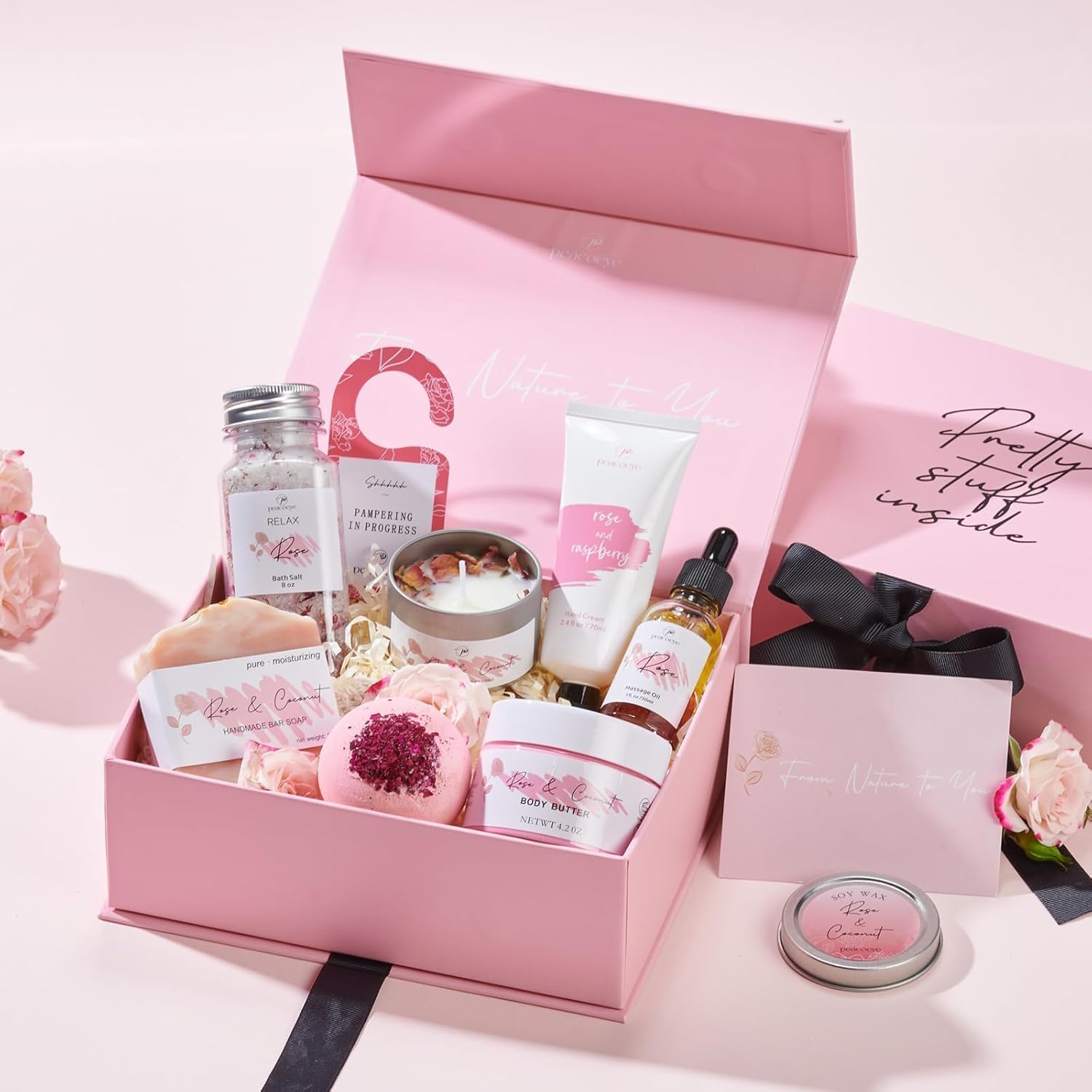Spa Gifts for Women Valentines Day Bath Baskets Relaxing Spa Self Care Gift for Mom Her Sister Wife Auntie Home Bath Care Package Thank You Birthday for Women Friendship Ideas - Image 2