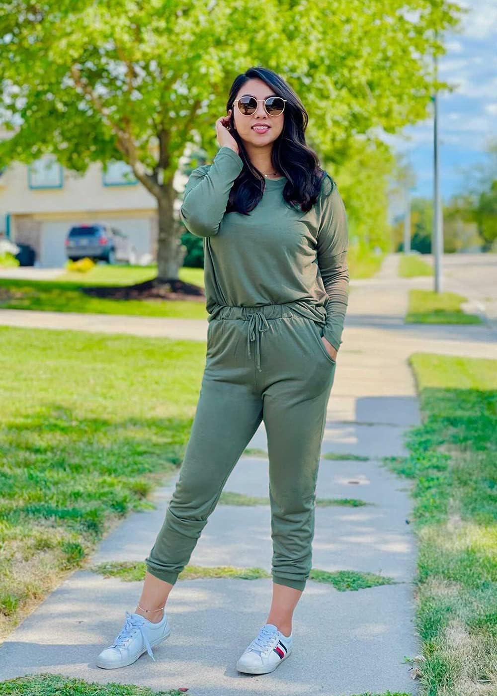 PRETTYGARDEN Women Fall 2 Piece Lounge Outfit Long Sleeve Tops High Waisted Jogger Pants Set Spring Travel Clothes Tracksuit - Image 3