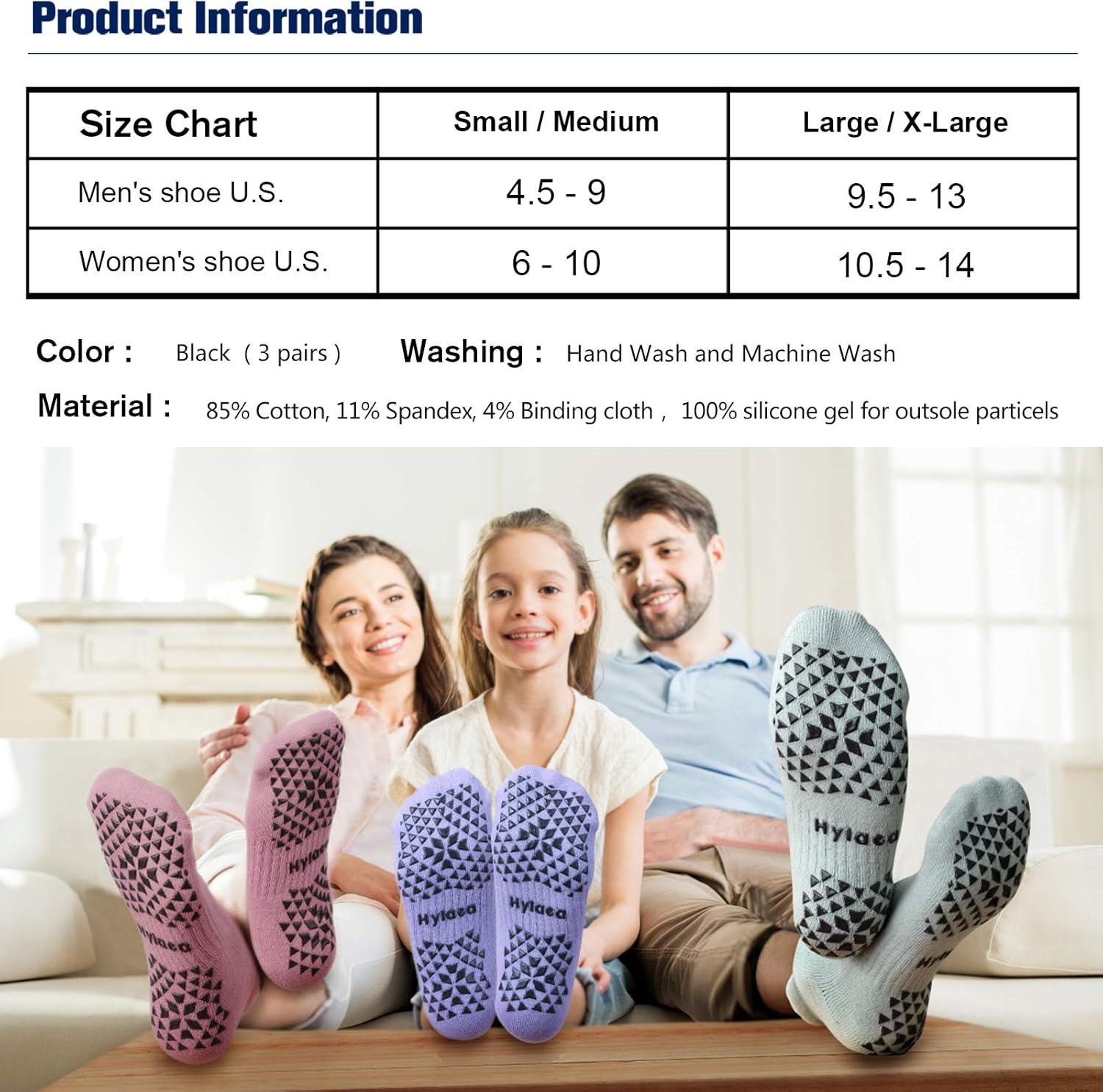 Hylaea Unisex Non Slip Socks with Grip for Yoga, Hospital, Pilates, Barre | Ankle, Cushioned - Image 5