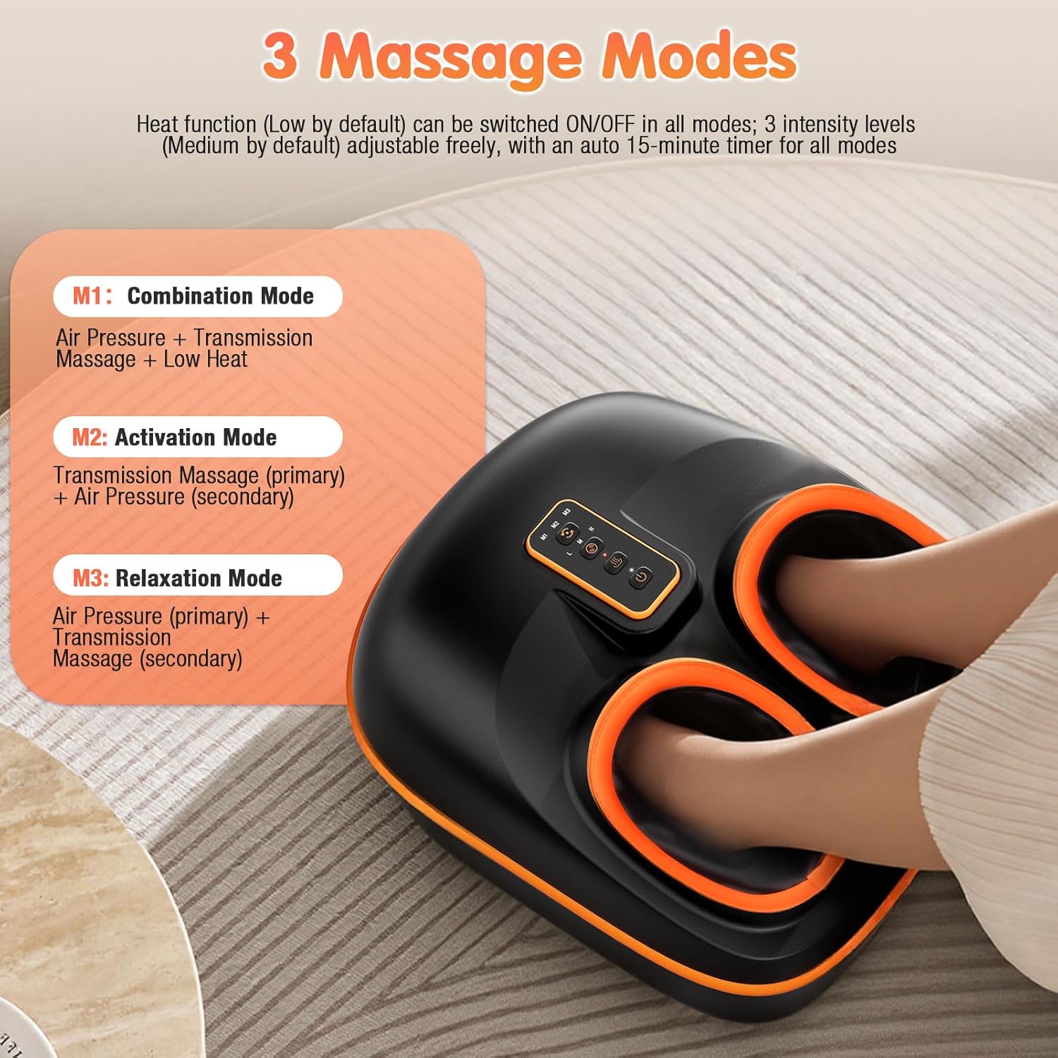 Foot Massager Machine with Heat, Upgrade 6 Airbags 29 Nodes Deep Rolling, Compression, Ankle Kneading, Shiatsu Foot Massager for Neuropathy Plantar Fasciitis, Gifts for Men Women Fits Up to 13" - Image 5