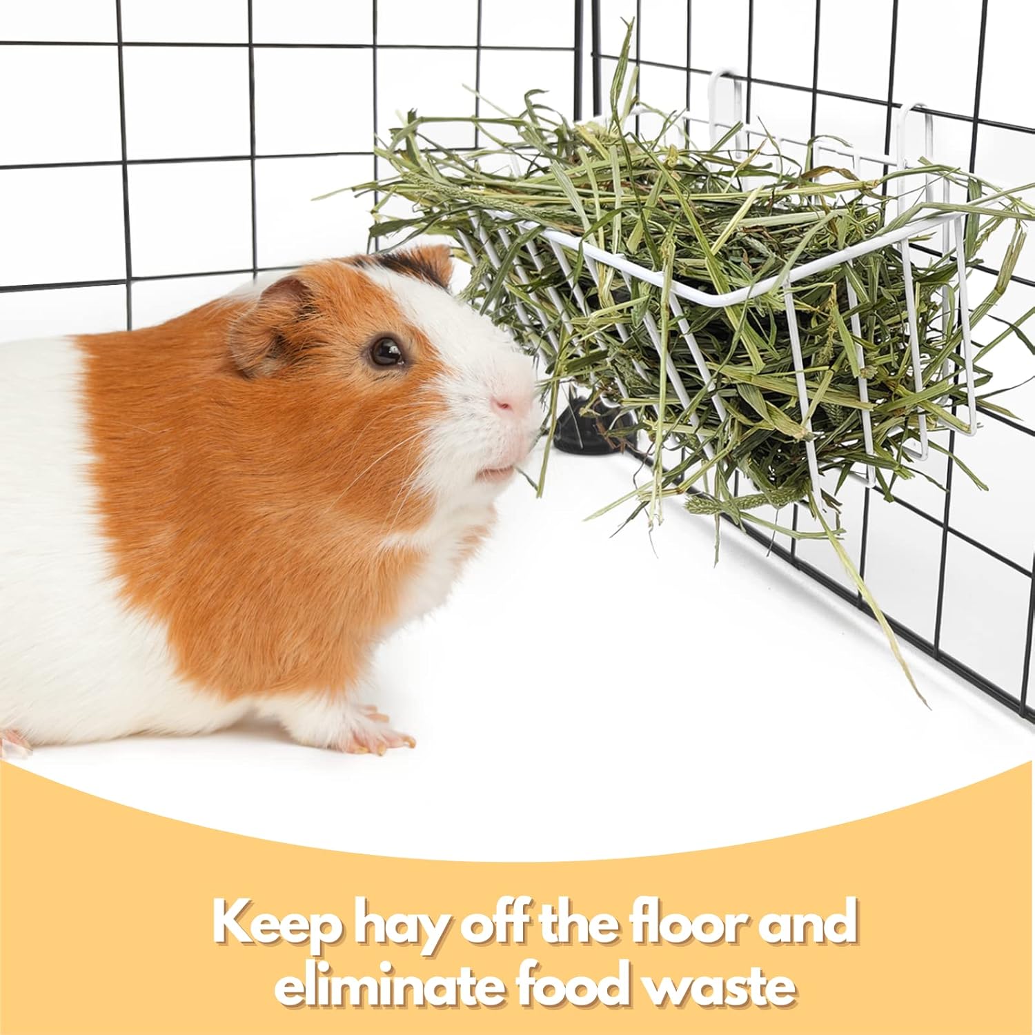 Rabbit Hay Feeder - 2Pcs Metal Rack Hay Holder for Guinea Pig Small Animals Grass Rack for Bunny Chinchilla Cage Reduce Mess 9x4x3 Inch - Image 5