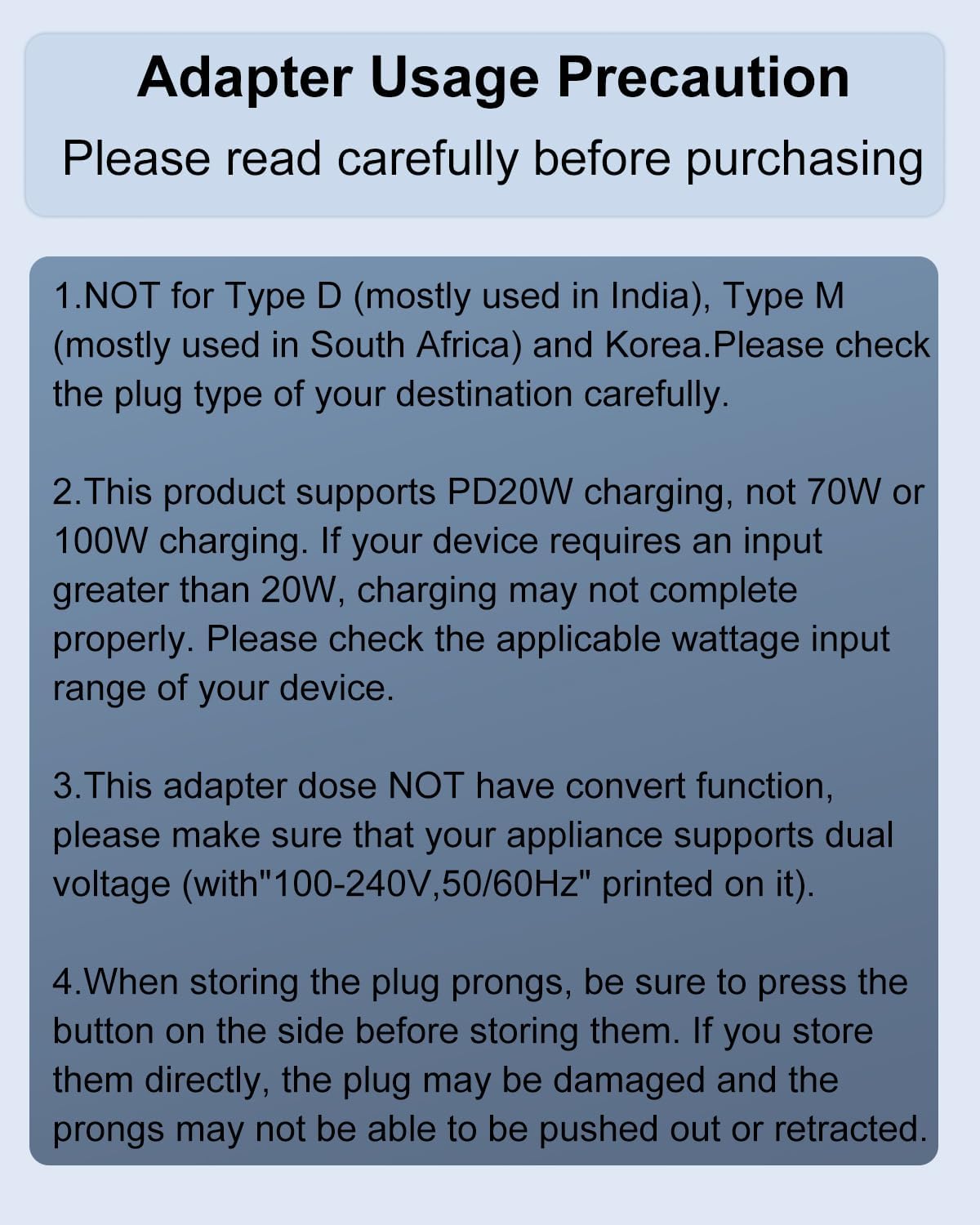 Universal Travel Adapter, International Travel Plug Adapter with 2 USB-C(PD 20W) & 1 USB-A Ports, All in One Portable Adaptor, for USA, UK, EU, AU & 224+ Countries (White) US - Image 8
