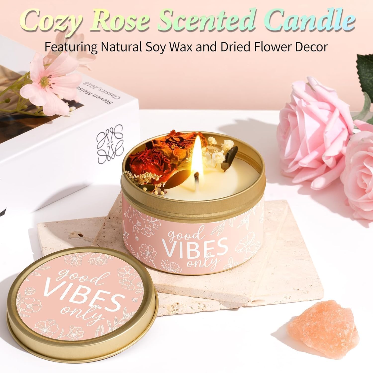 Spa Gifts for Women Bath Gift Set, Rose Relaxing Spa Gift Baskets Home Bath Set Self Care Kit Care Package Thank You Birthday Easter Gifts Basket for Women Her Mom Sister Friends Teen Girls Wife - Image 4