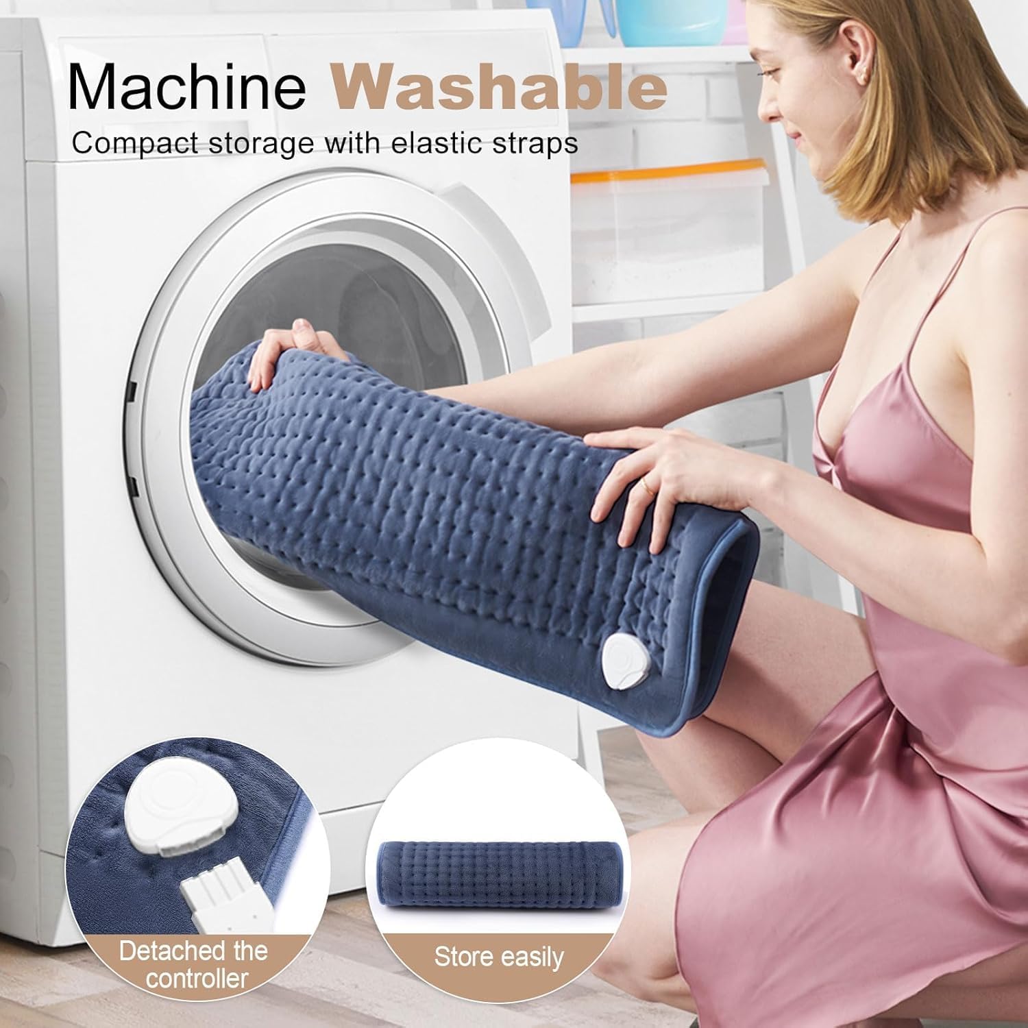 VAAGHANM Heating Pad: 33 x 17 inches Electric Heating Pad for Back -Extra Large Heat Pad for Shoulder/Neck/Knee/Arms - Upgraded 6 Timer & 6 Temperature Controller -Auto Shut Off - Image 5