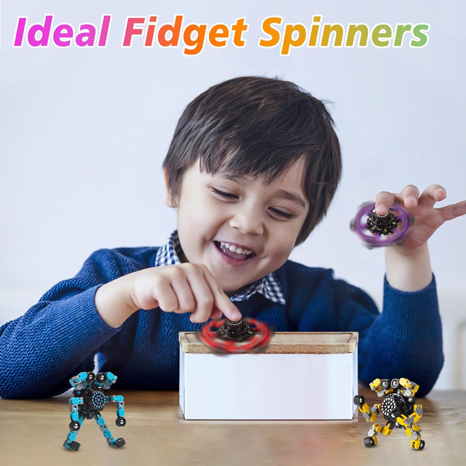 Easter Basket Stuffers,Transformable Fidget Spinners Toys 4 Pcs for Kids and Adults Stress Relief Sensory Toys for Boys and Girls Age 8-13 Fingertip Gyros Easter Party Favors Birthday Gifts for Teens - Image 3