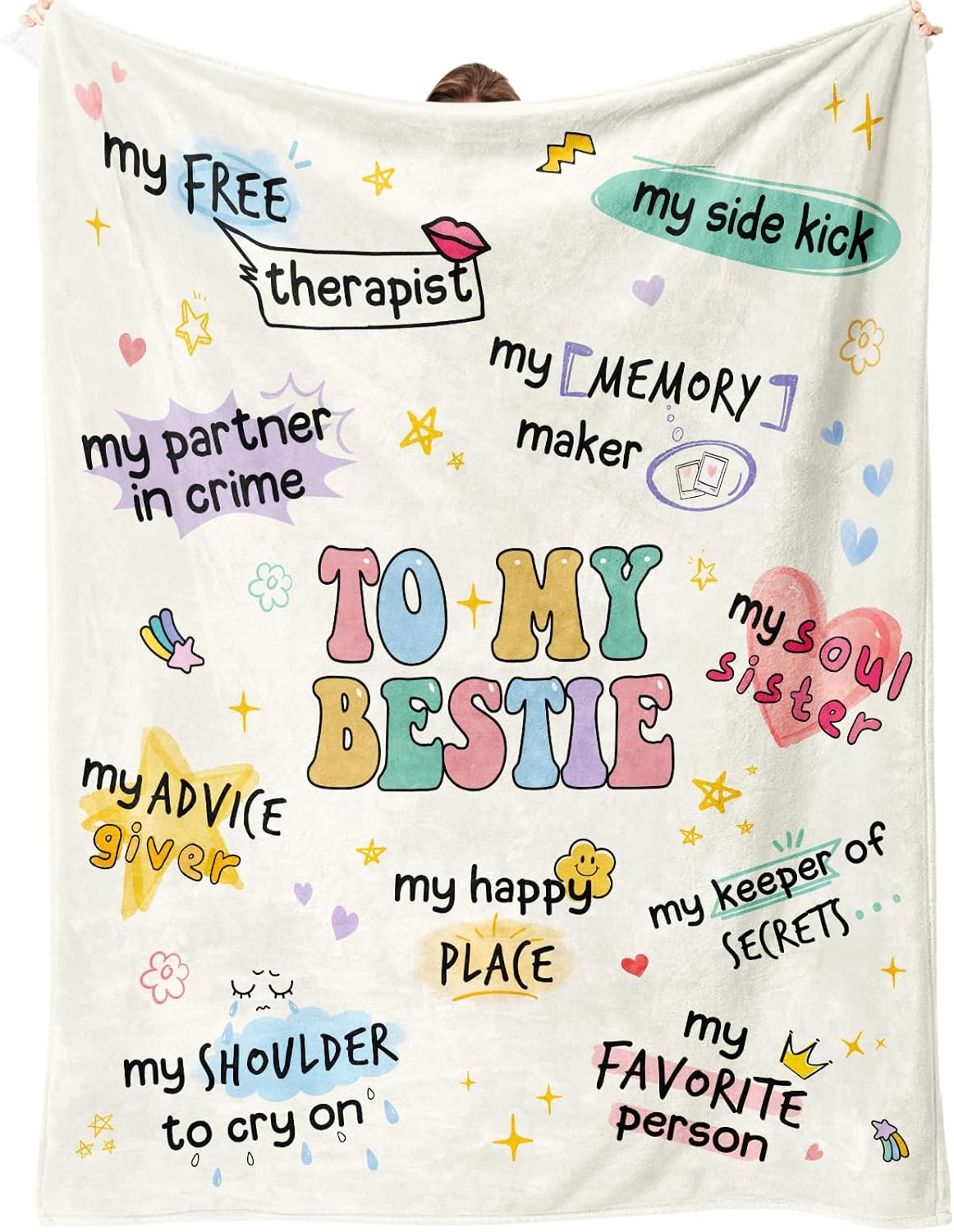 Best Friend Birthday Gifts for Women, Bestie Gift for Women, Best Friends Blanket, Gifts for Best Friend Woman, Friendship Present for Woman, Yellow Throw Besties Blanket 60”x50” Inches