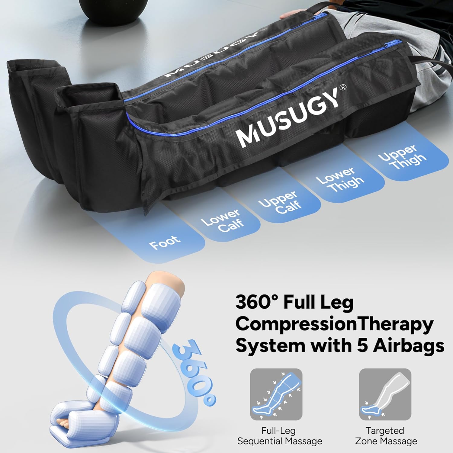 Sequential Air Compression Recovery System : Professional Full Leg Compression Boots for Circulation & Fast Recovery, Leg Recovery Boots for Muscle Relaxation - for Athletes, Runners, Gym - Image 5