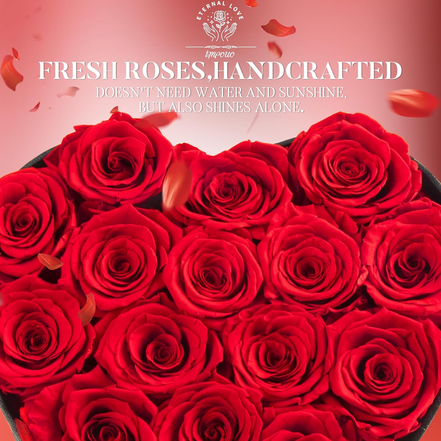 16-Piece Preserved Rose Birthday Gifts for Women, Eternal Rose Preserved Flowers for Delivery Prime Mothers' Day, Valentine's Day, Christmas, Birthday - Red Roses - Image 3