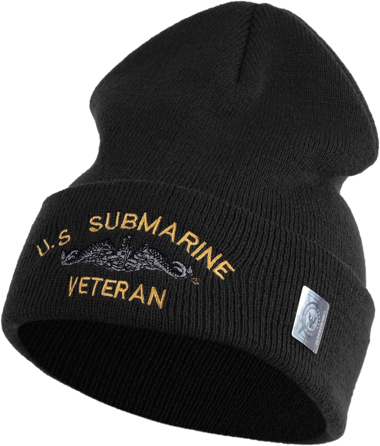 US Submarine Veteran Military Embroidered 12 inch Cuffed Knit YP Long Beanie