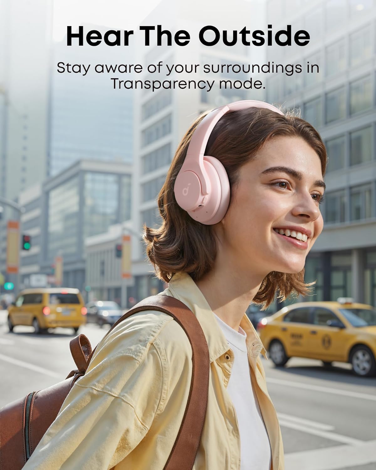 Soundcore by Anker Q20i Hybrid Active Noise Cancelling Headphones, Wireless Over-Ear Bluetooth, 40H Long ANC Playtime, Hi-Res Audio, Big Bass, Customize via an App, Transparency Mode (Pink) - Image 6