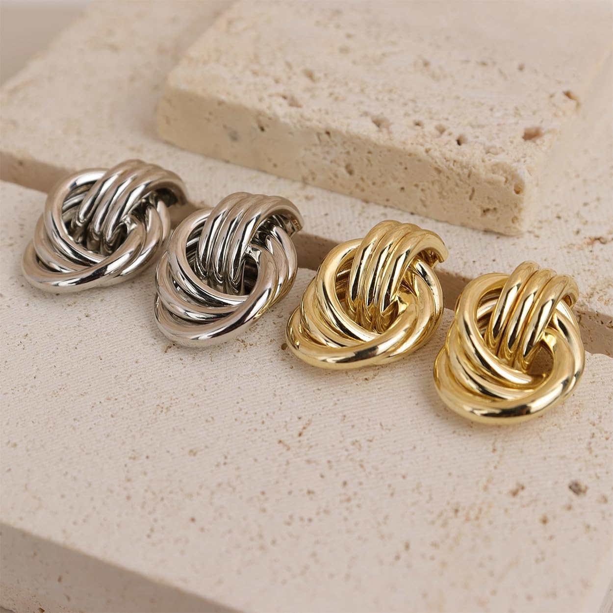 Jean Beau Chunky Gold Stud Earrings for Women Trendy Gold Plated Dangle Drop Wedding Prom Birthday Fashion Office Jewelry Gift - Image 4