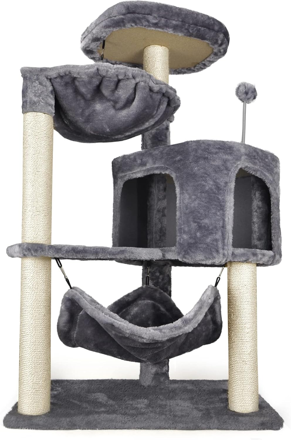 YUNIQUE Cat Tree with Cat Condo and Big Hammock, Grey - Image 2