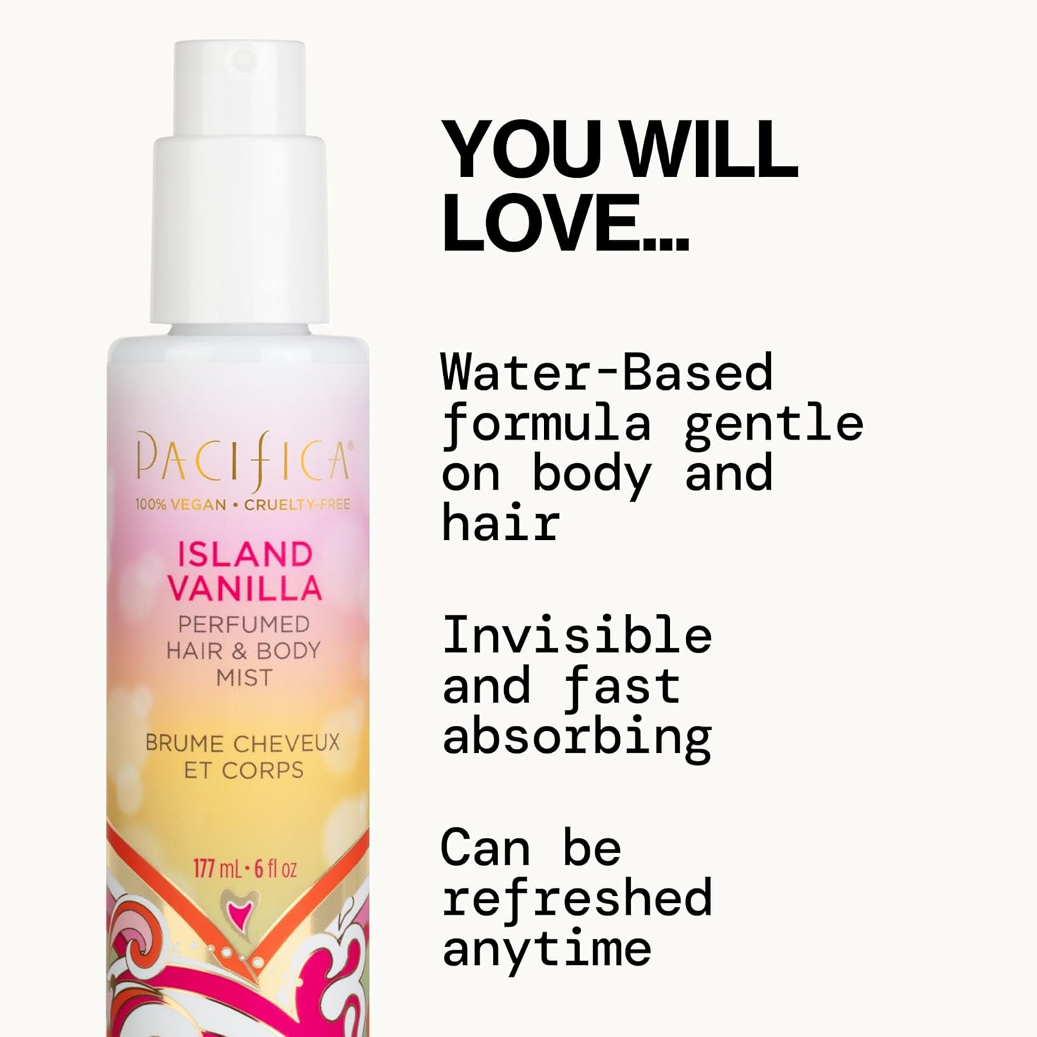 Pacifica Island Vanilla Hair Mist Perfume and Full Body Spray for Women - Fragrance Spray for A Mood-Lifting Experience, Paraben-Free, Clean Beauty No Alcohol, Vegan & Cruelty-Free, 6 oz oz - Image 2