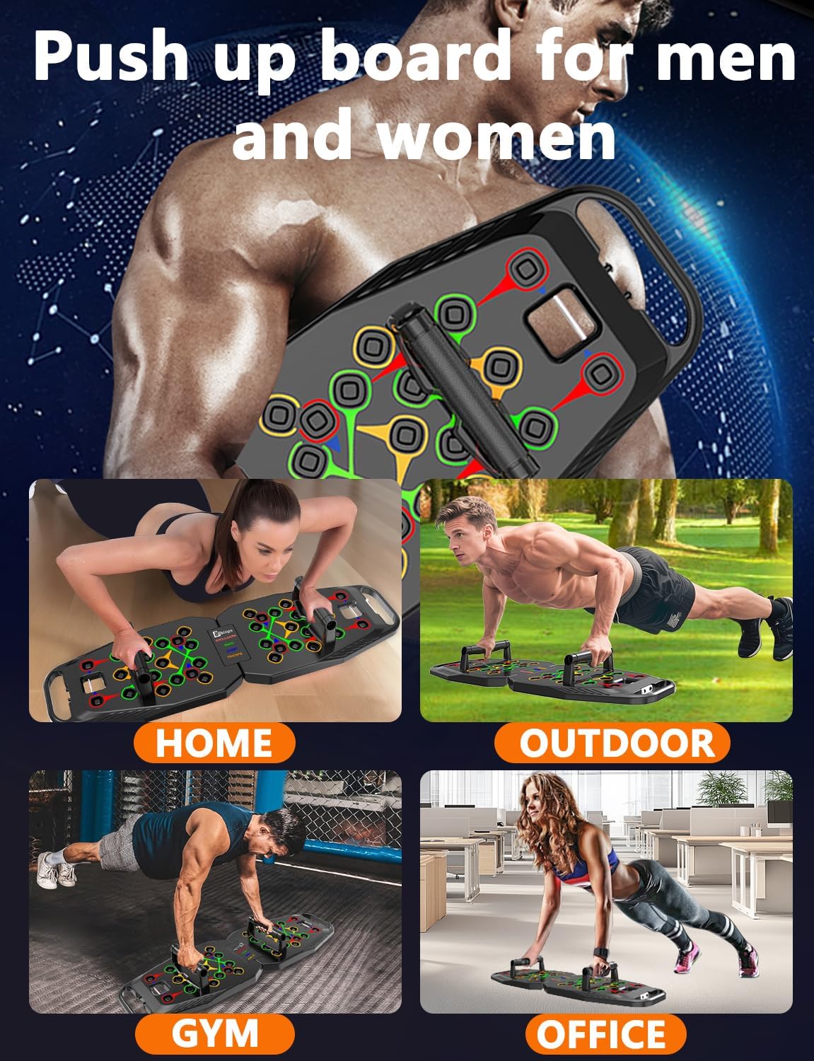 Push UP Board, Pilates Bar & Fitness Accessories, 25 in 1 Foldable Push up Bar at Home Gym, Workout Exercise Professional Push Up Strength Training Equipment for Man and Women - Image 9