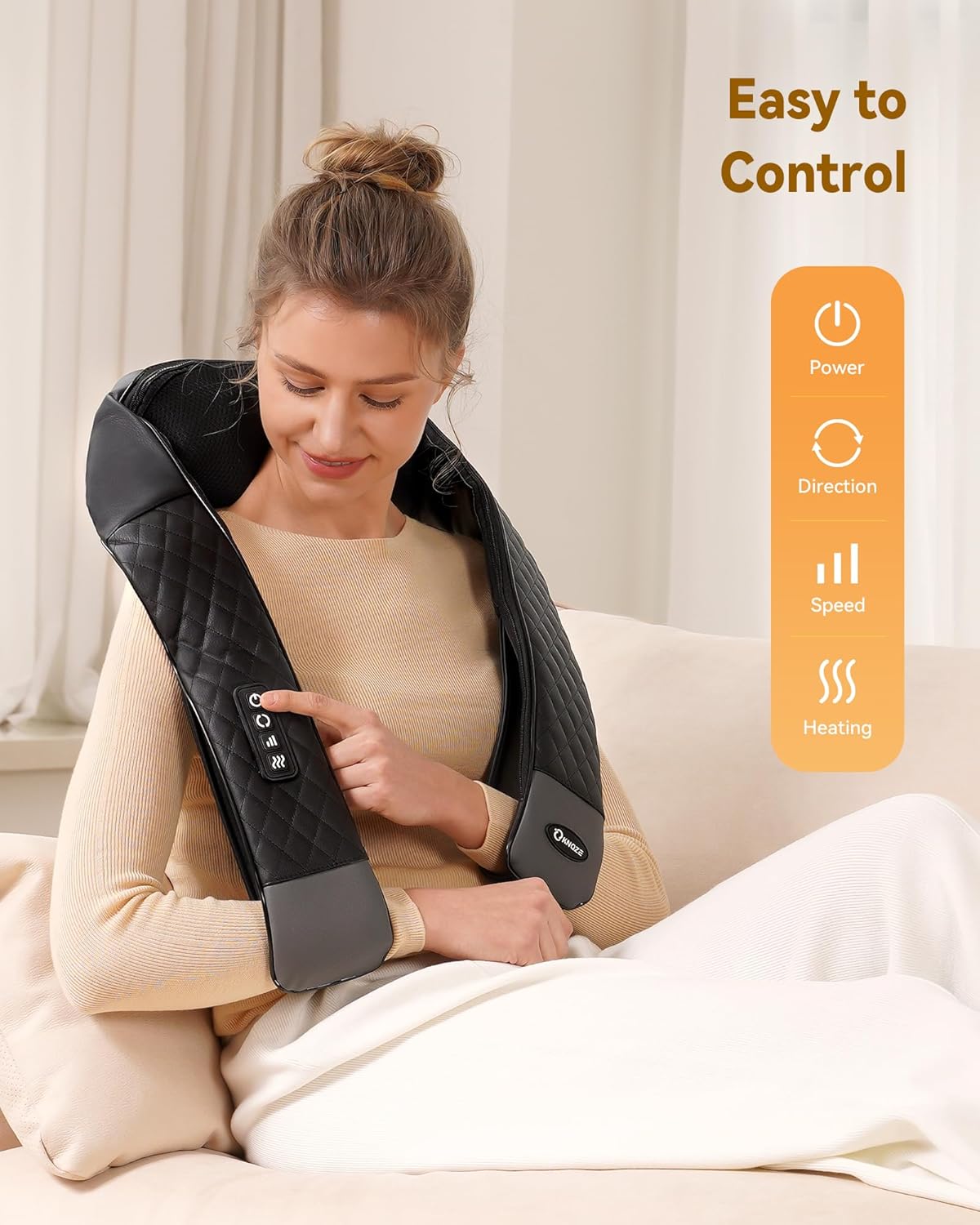 Shiatsu Neck and Back Massager with Heat, Neck and Shoulder Massager, 4D Deep Tissue Kneading Massage for Leg, Full Body Muscle Pain Relief, Ergonomic Design, Ideal Gifts for Women Men, Not Cordless - Image 2