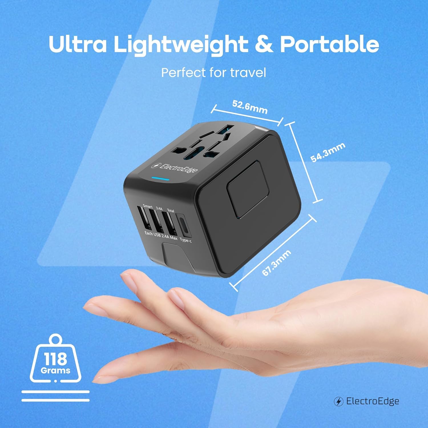 Universal Travel Adapter with 3USBA + 1USBC Port, All-in-1 Worldwide Travel Adapter | European to UK Plug Adaptor | International Travel Plug Adapter for US/EU/AUS/UK - Image 6