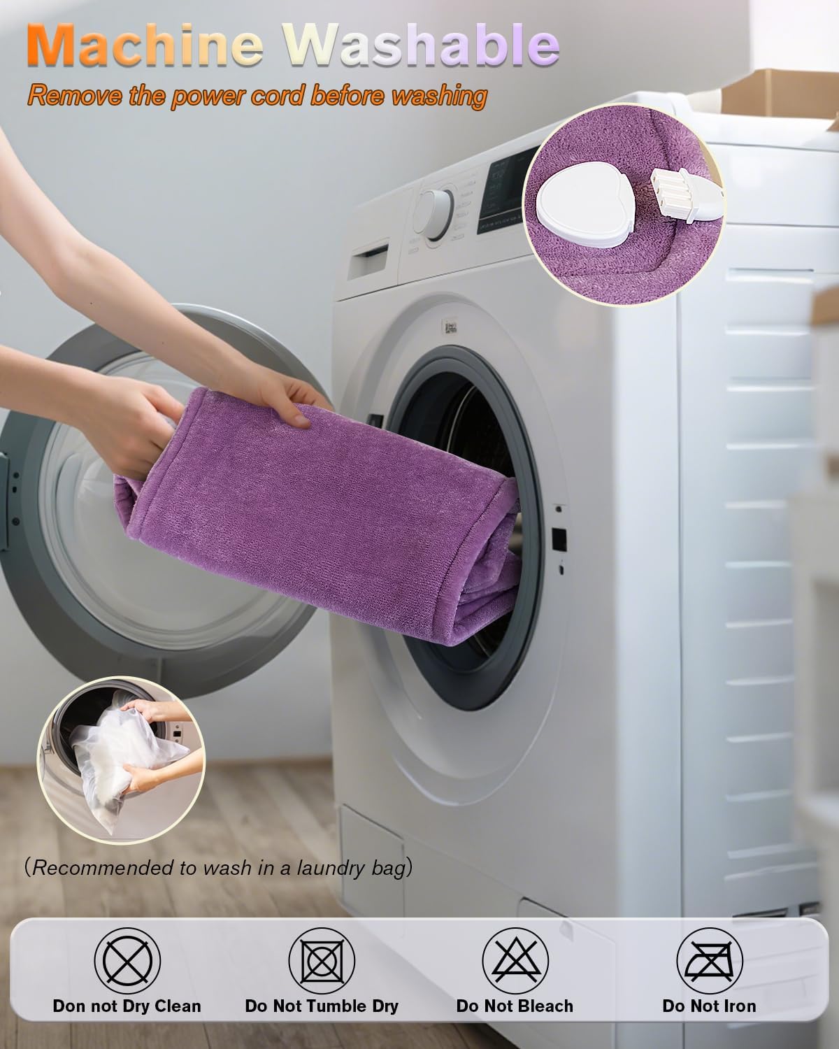 Heating Pad for Neck and Shoulders and Back, Pain Relief Electric Heating Pad Large Size 24”X33” with 4 Timers, 6 Heat Levels, Auto-Off, Mothers Day & Birthday Gifts for Women Mom Wife Grandma, Purple - Image 7