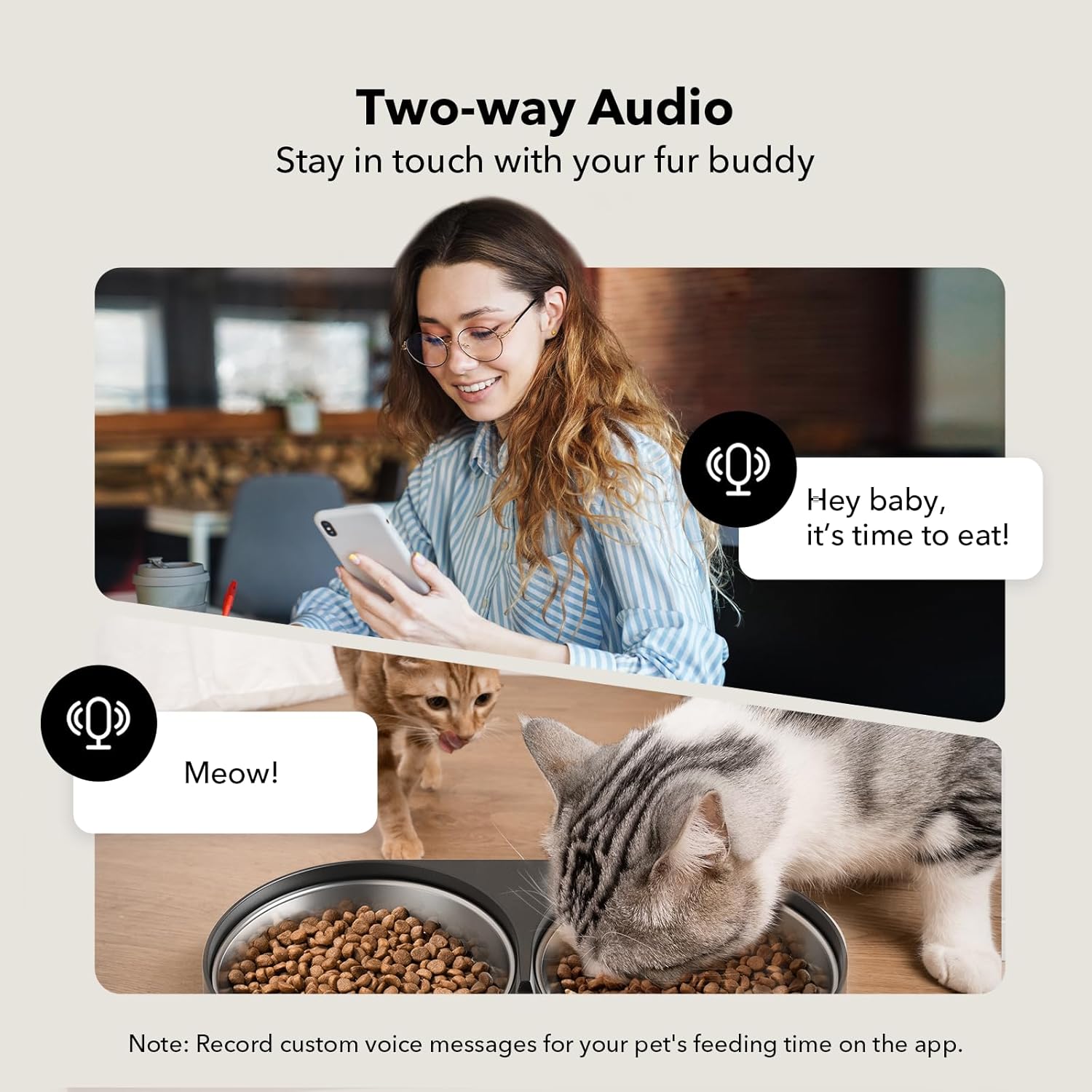PETLIBRO Automatic Cat Feeder with Camera for Two Cats, 1080P HD Video with Night Vision, 5G WiFi Pet Feeder with 2-Way Audio for Cat & Dog, Low Food & Motion & Sound Alerts, Dual Tray, Black 5L - Image 4