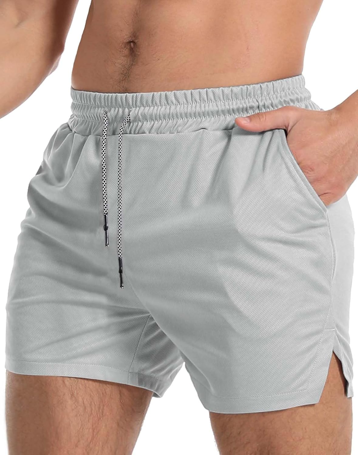 Aolesy Men's Gym Workout Shorts 5"/7"/10" Lightweight Bodybuilding Athletic Shorts Running Training with Zip Pockets
