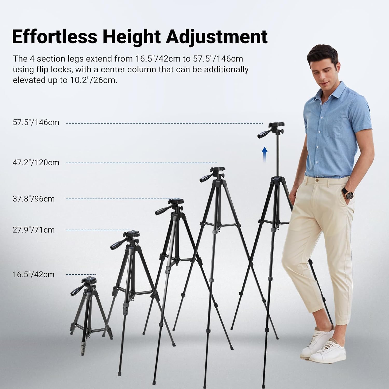 NEEWER Entry Level Version Tripod for Cell Phone & Camera, Metal Lightweight Portable Travel Stand with Cold Shoe Cellphone Holder Mount Compatible with iPhone for Video Recording Filming, TP53 - Image 4