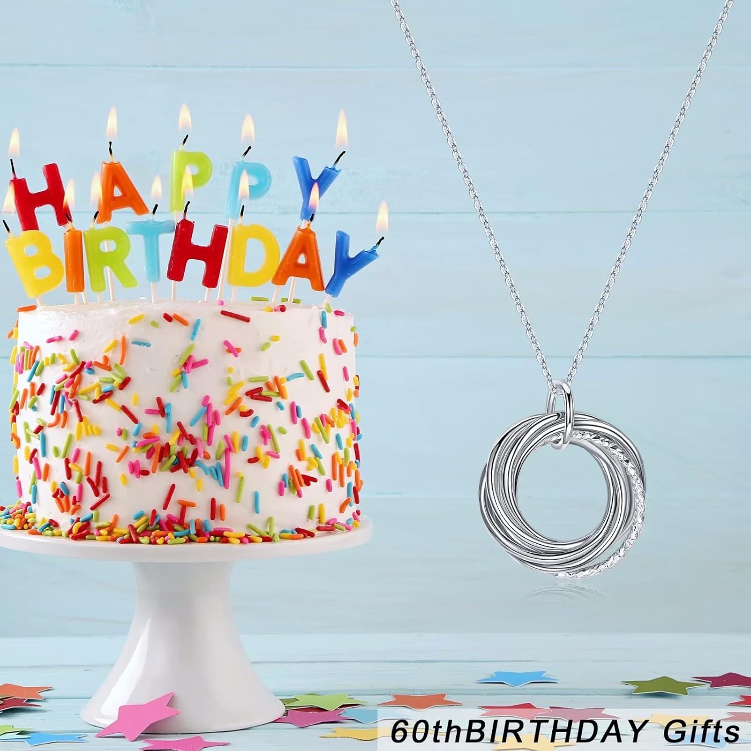 IEFLIFE Birthday Gifts for Women, Sterling Silver Chain Birthday Necklaces, 40th 50th 60th 70th 80th 90th Birthday Necklace, 40 50 60 70 80 90 Years Old Birthday Gifts, 4 5 6 7 8 9 Decade Birthday Jewelry for Women - Image 4