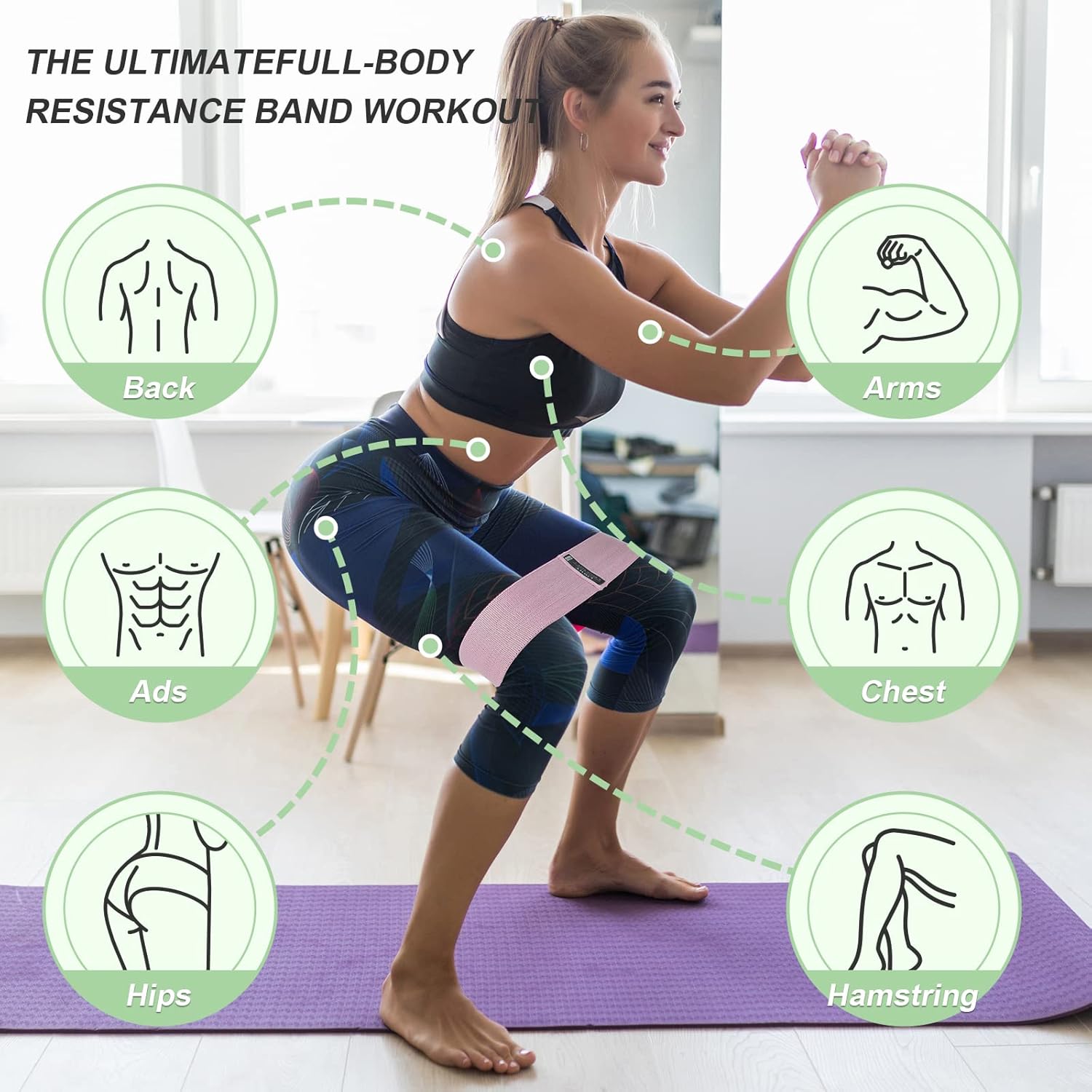Booty Bands Set, Resistance Bands for Working Out, Exercise Bands for Women and Men Legs and Butt, Stretch Bands for Pilates, Yoga Starter Set - Image 5